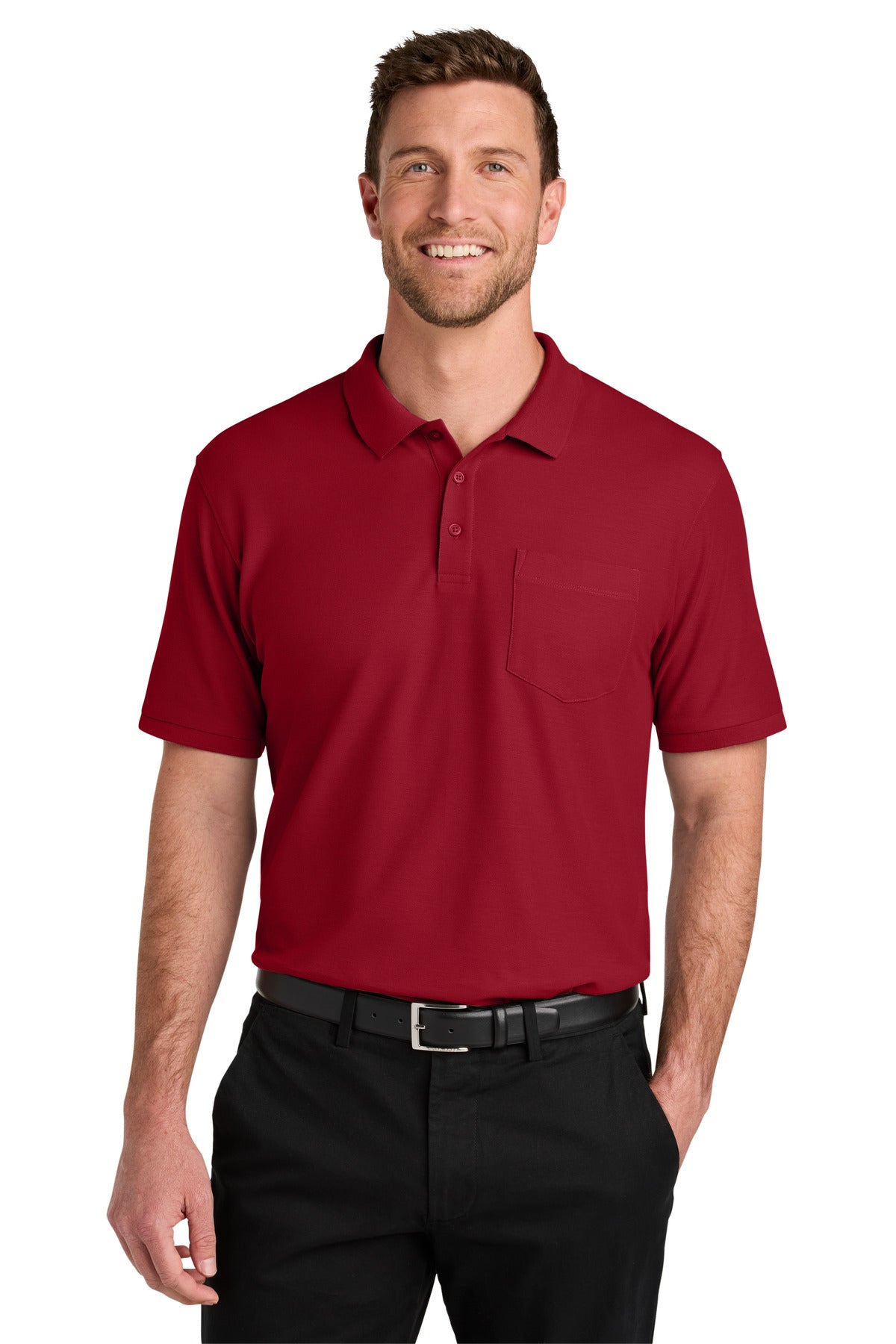 Custom Embroidered or DTF Printed - Port Authority® Wearever Signature Pique Pocket Polo K200P