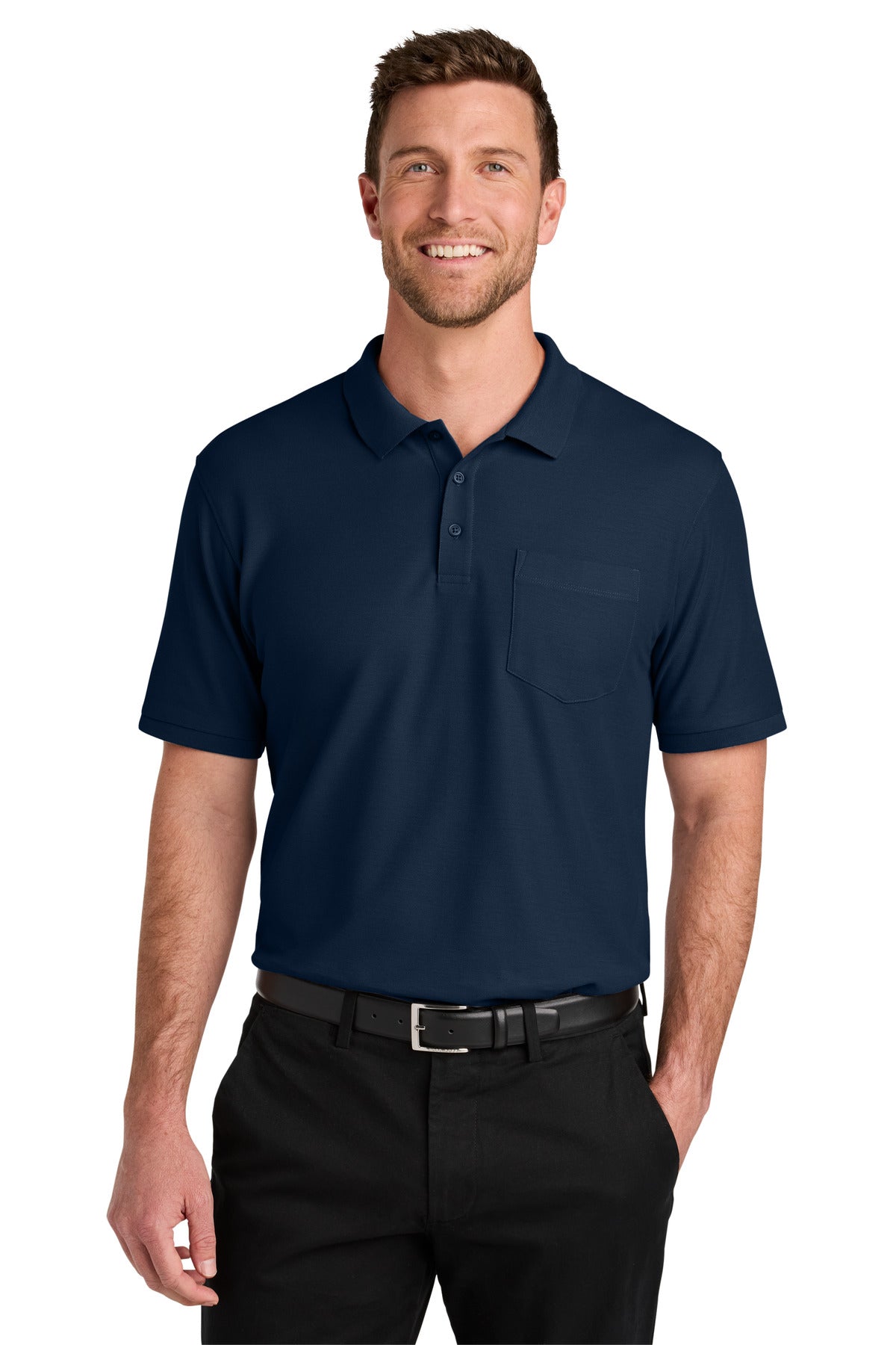 Custom Embroidered or DTF Printed - Port Authority® Wearever Signature Pique Pocket Polo K200P