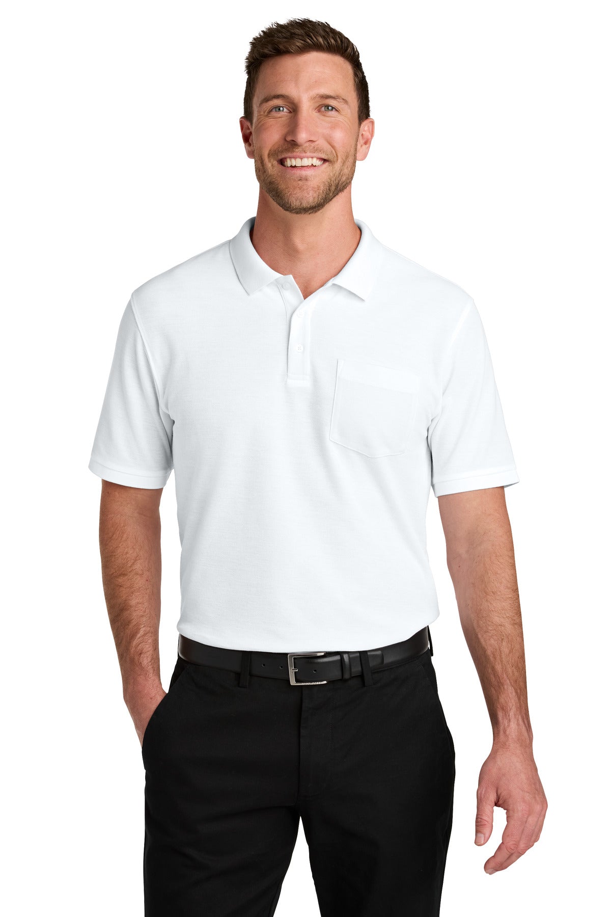 Custom Embroidered or DTF Printed - Port Authority® Wearever Signature Pique Pocket Polo K200P