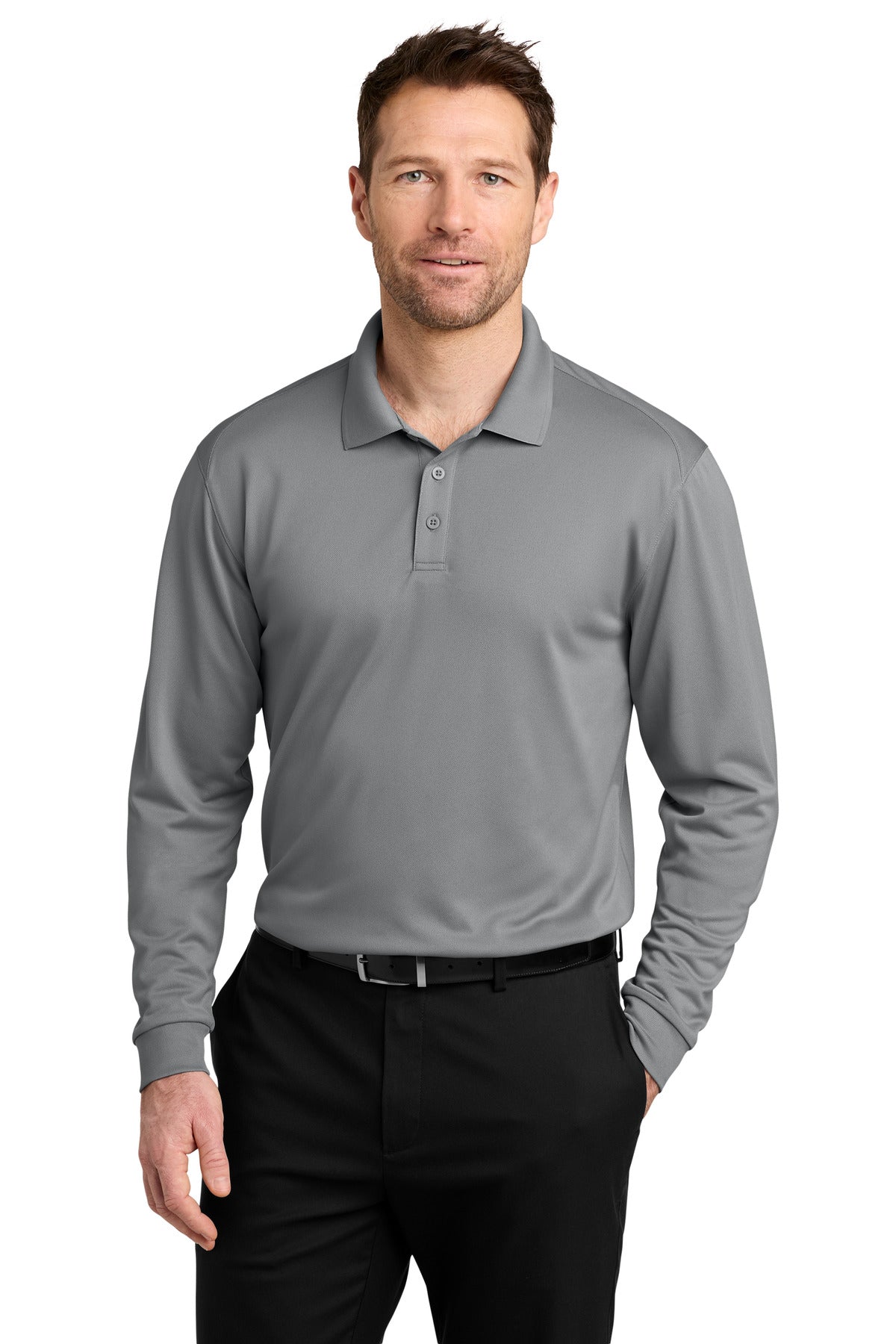 Custom Embroidery or DTF Print - Port Authority ® Wearever Performance Pique Long Sleeve Polo K240LS