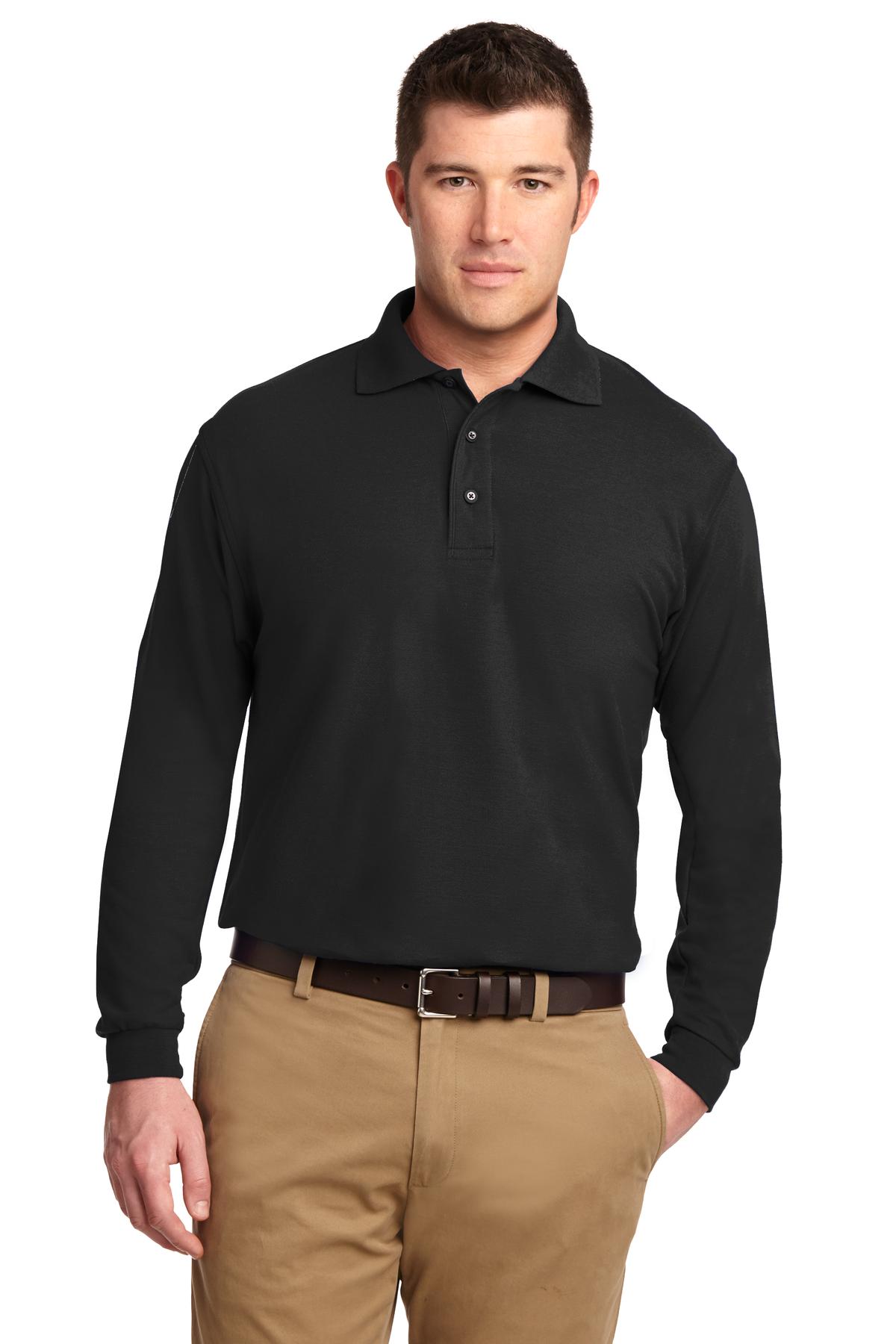 Custom Embroidery or DTF Print - Port Authority ® Silk Touch™ Long Sleeve Polo. K500LS