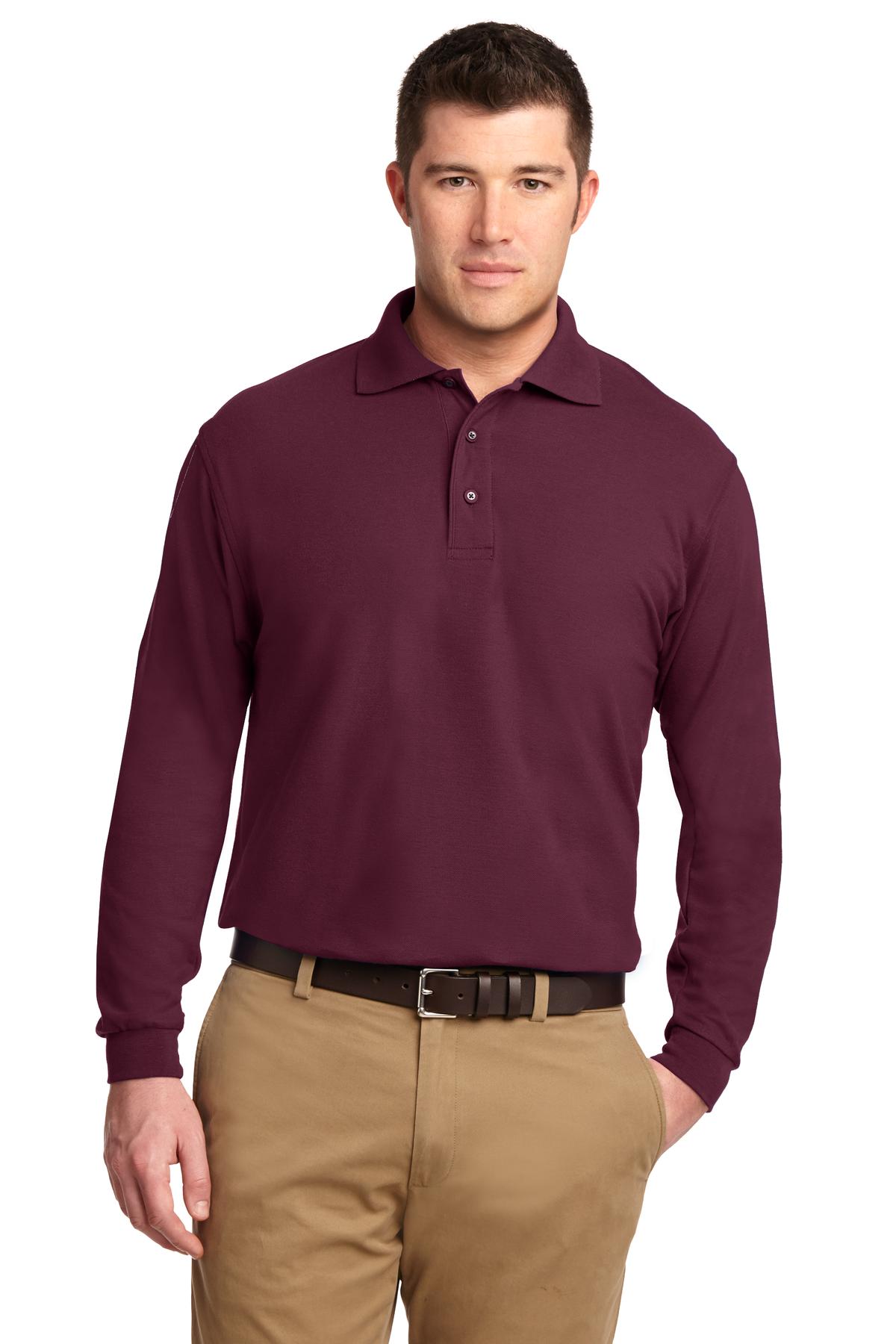 Custom Embroidery or DTF Print - Port Authority ® Silk Touch™ Long Sleeve Polo. K500LS