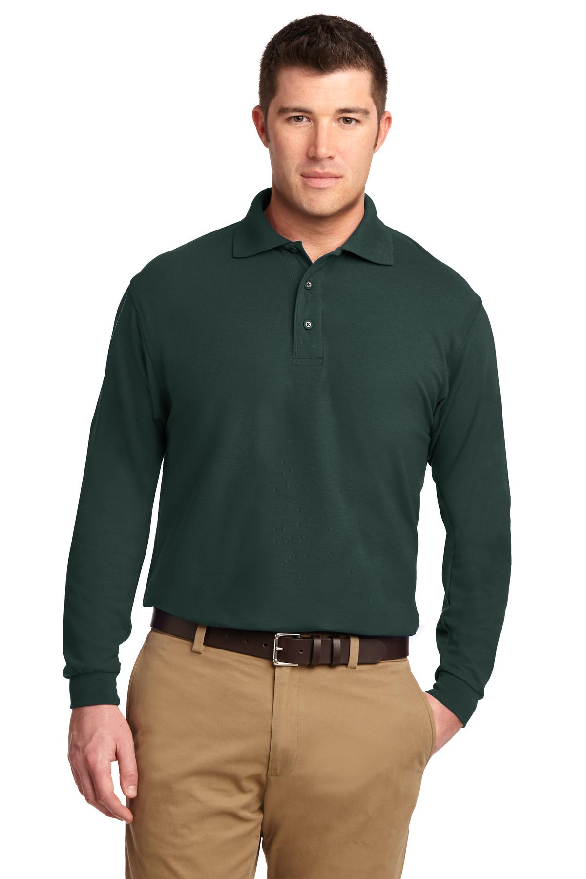 Custom Embroidery or DTF Print - Port Authority ® Silk Touch™ Long Sleeve Polo. K500LS