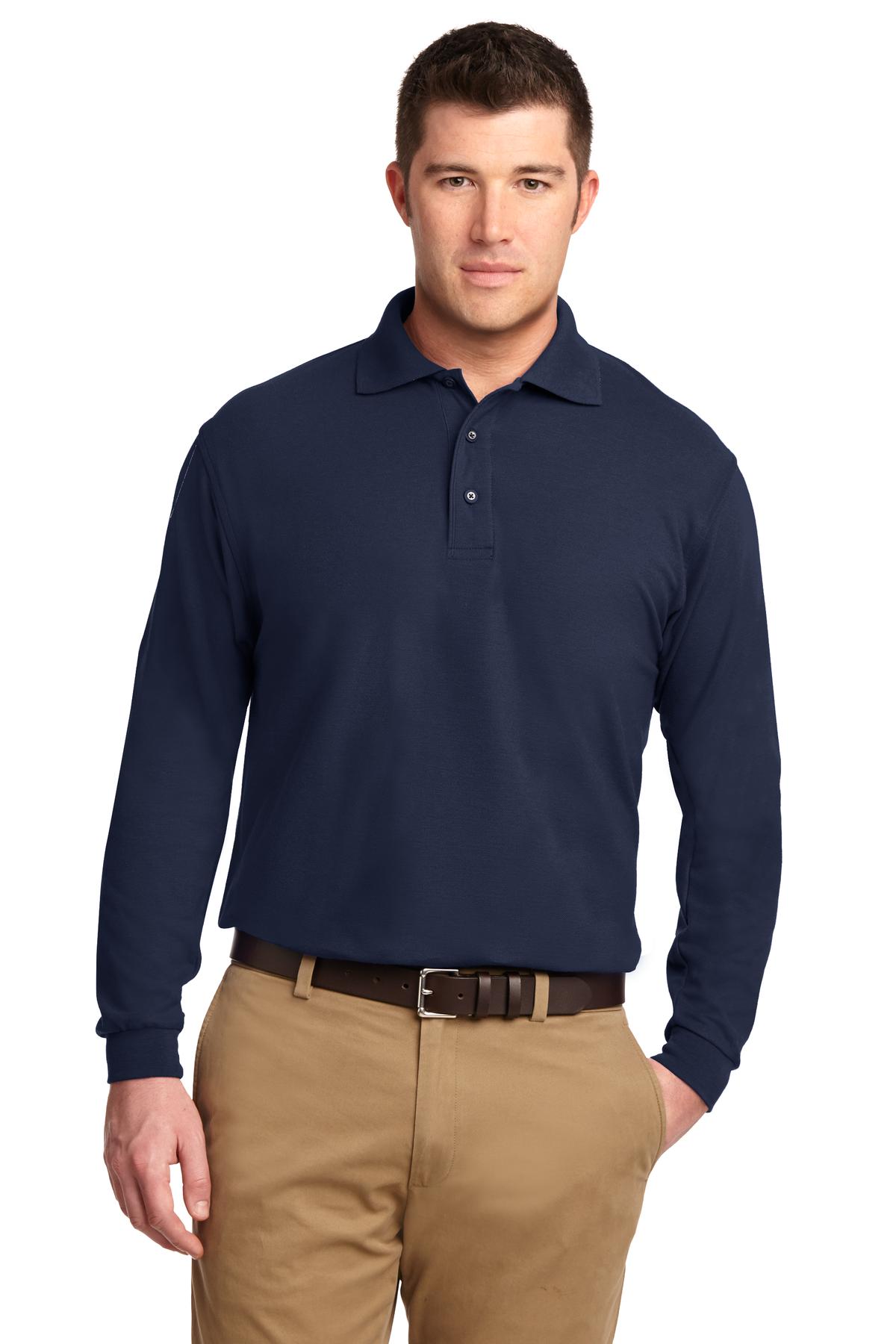 Custom Embroidery or DTF Print - Port Authority ® Silk Touch™ Long Sleeve Polo. K500LS