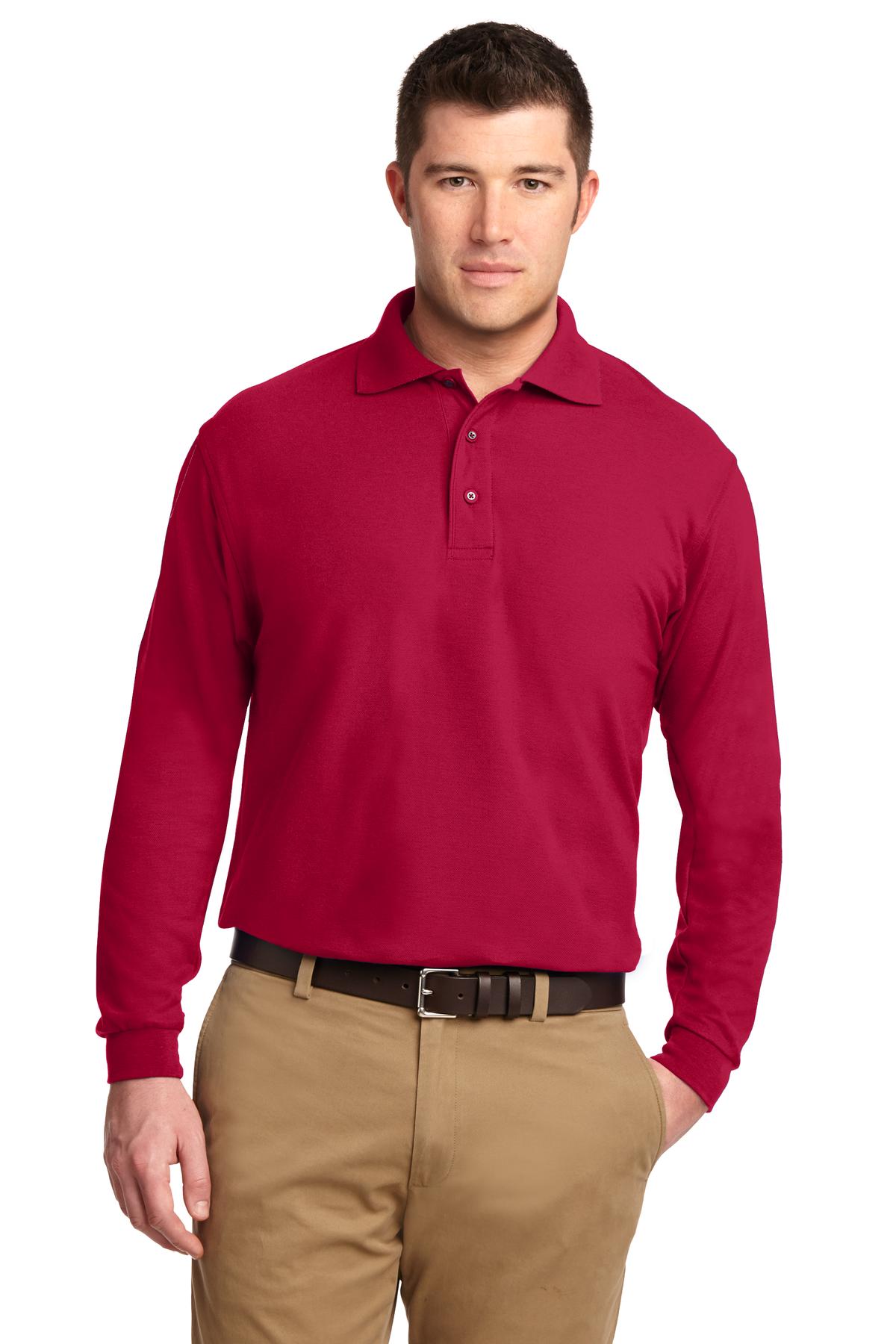 Custom Embroidery or DTF Print - Port Authority ® Silk Touch™ Long Sleeve Polo. K500LS