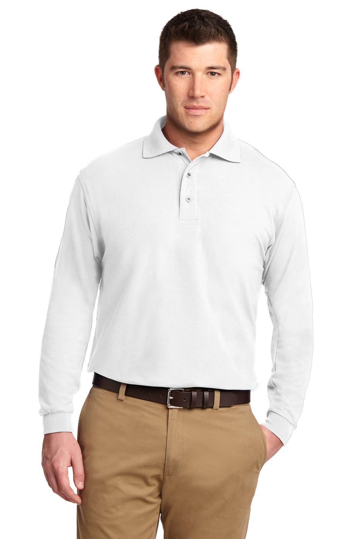 Custom Embroidery or DTF Print - Port Authority ® Silk Touch™ Long Sleeve Polo. K500LS