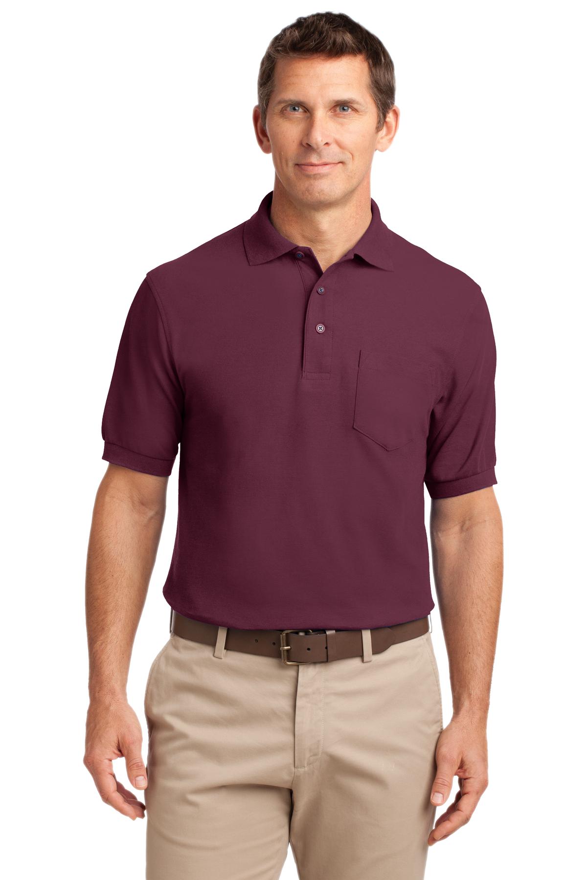 Custom Embroidery or DTF Print - Port Authority ® Silk Touch™ Polo with Pocket. K500P