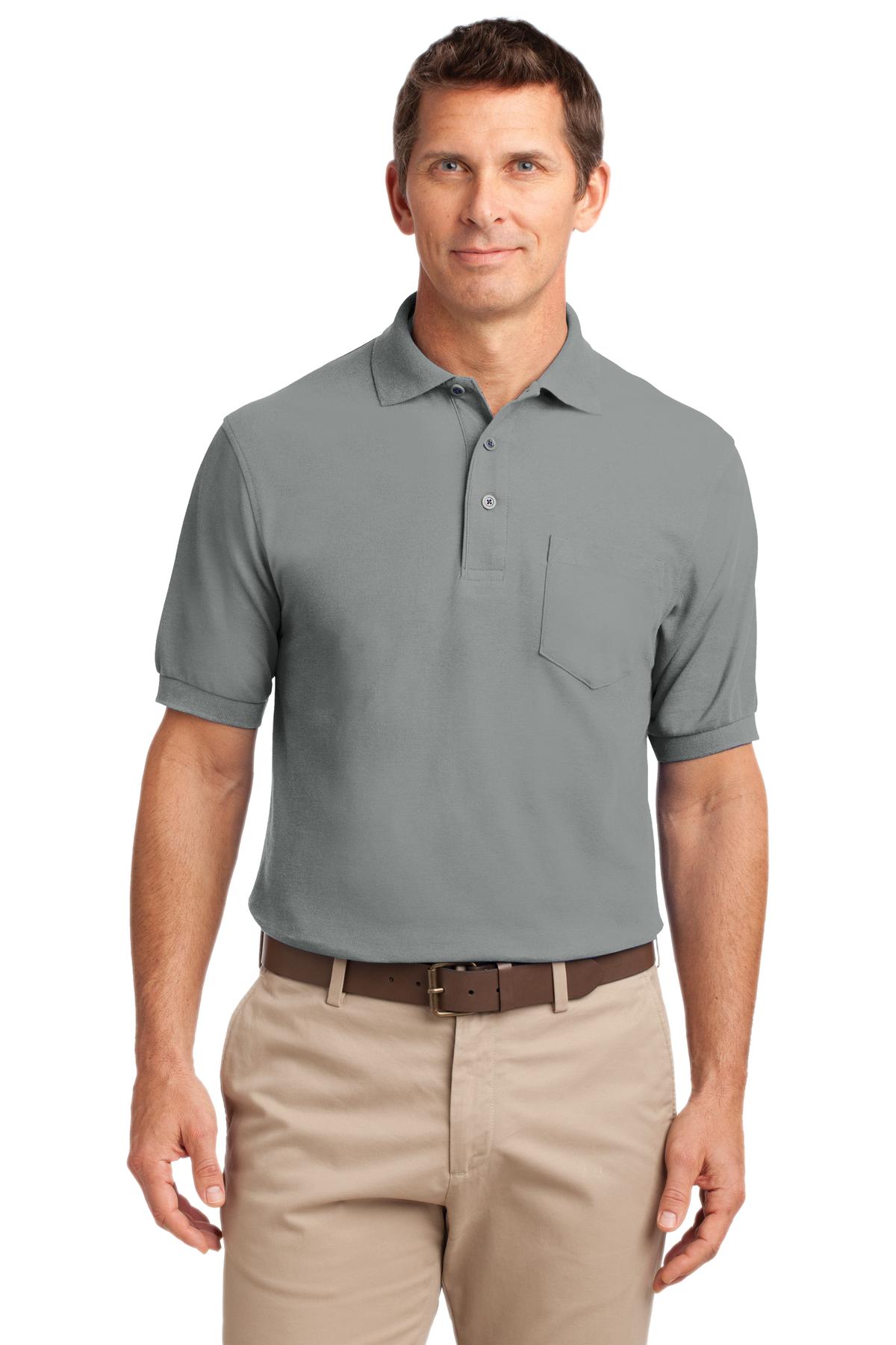 Custom Embroidery or DTF Print - Port Authority ® Silk Touch™ Polo with Pocket. K500P