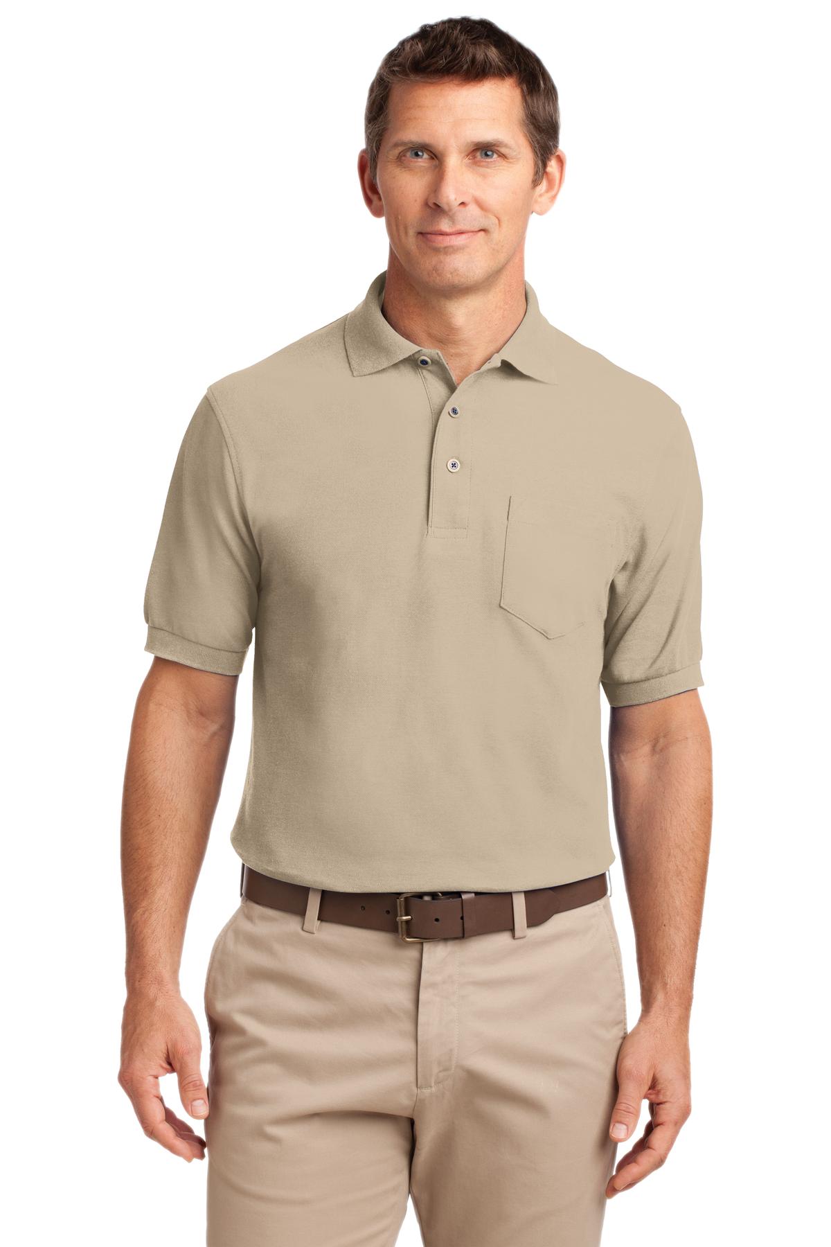 Custom Embroidery or DTF Print - Port Authority ® Silk Touch™ Polo with Pocket. K500P