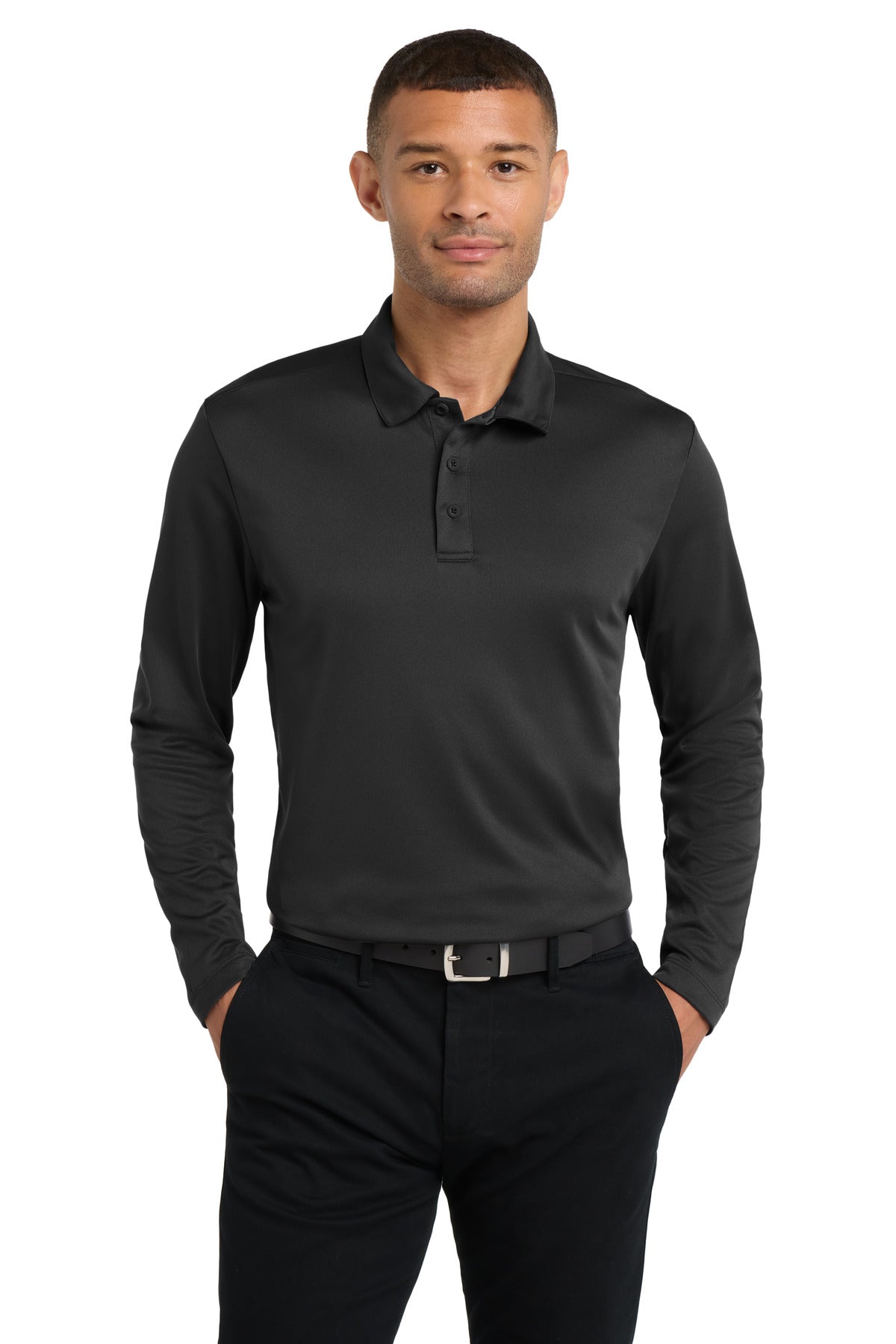 Custom Embroidery or DTF Print - Port Authority ® Silk Touch™ Performance Long Sleeve Polo. K540LS