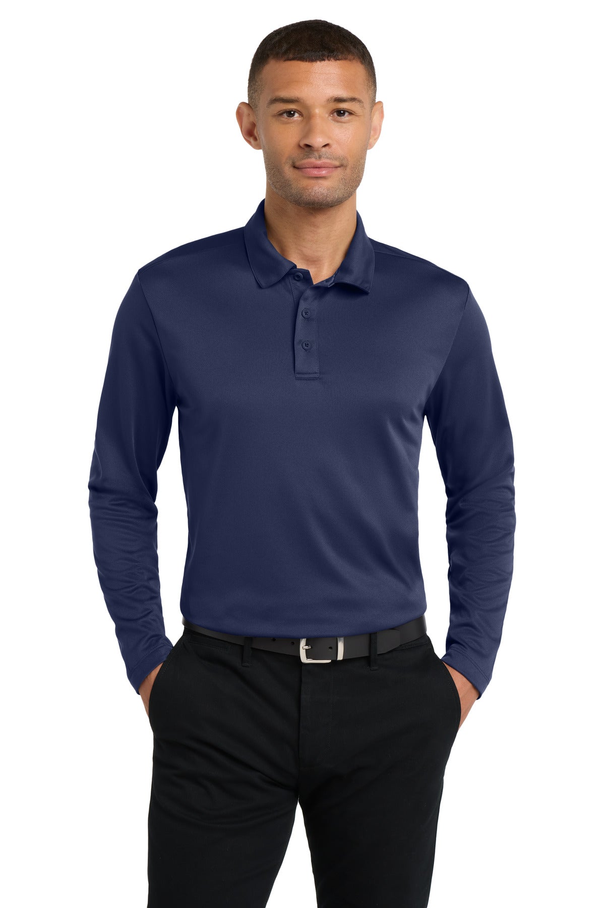 Custom Embroidery or DTF Print - Port Authority ® Silk Touch™ Performance Long Sleeve Polo. K540LS