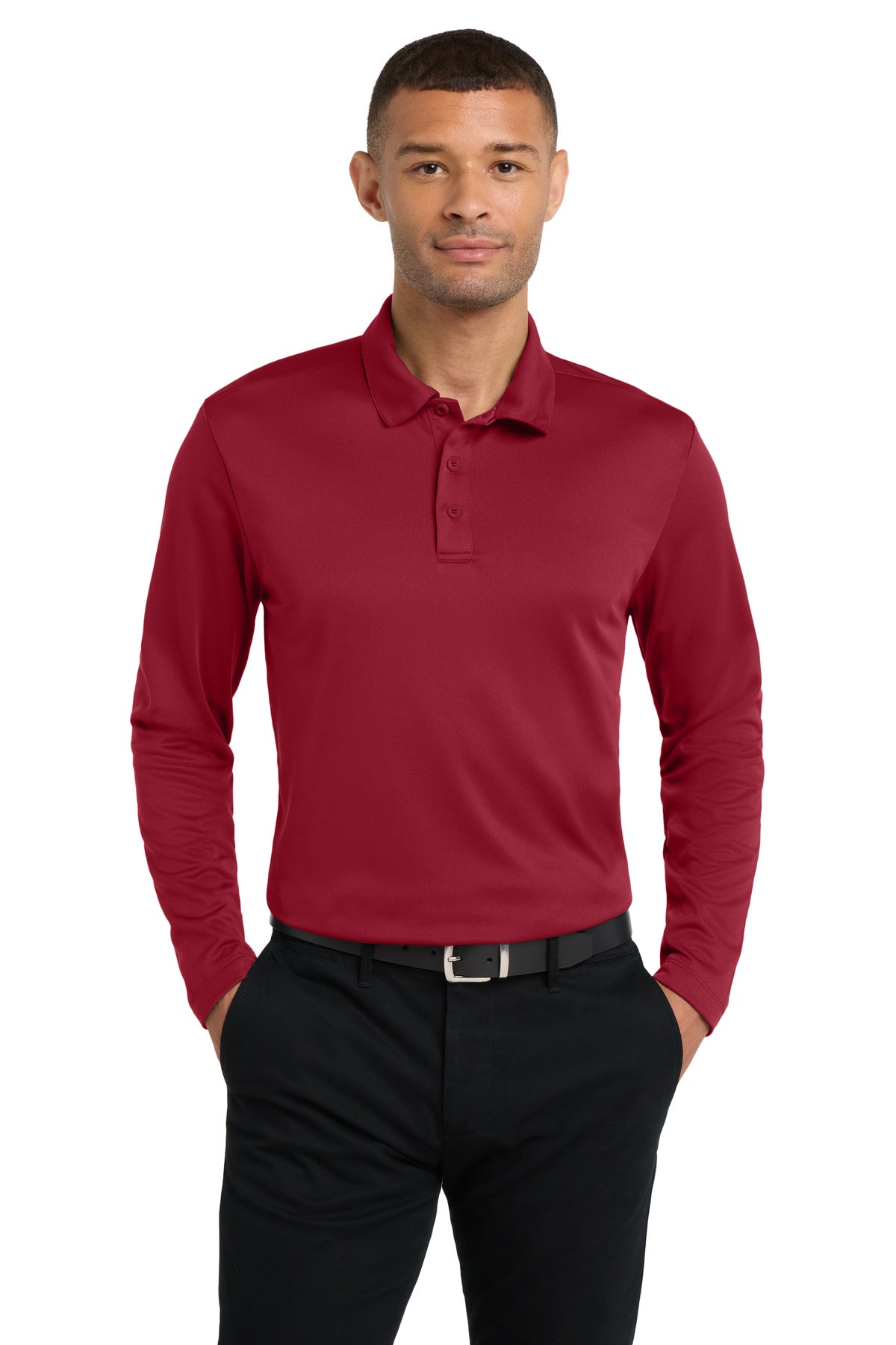 Custom Embroidery or DTF Print - Port Authority ® Silk Touch™ Performance Long Sleeve Polo. K540LS