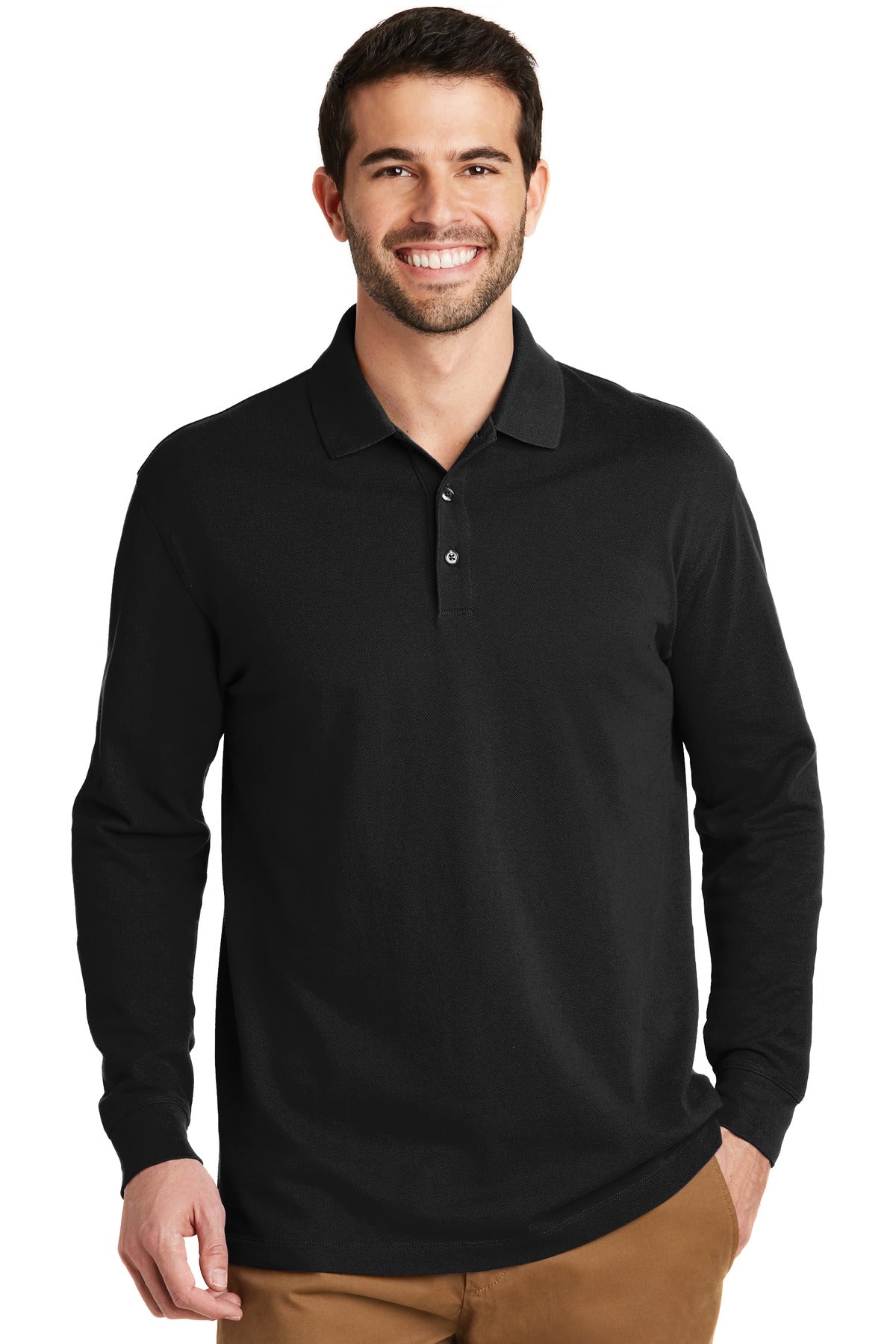 Custom Embroidered - Port Authority© EZCotton© Long Sleeve Polo. K8000LS