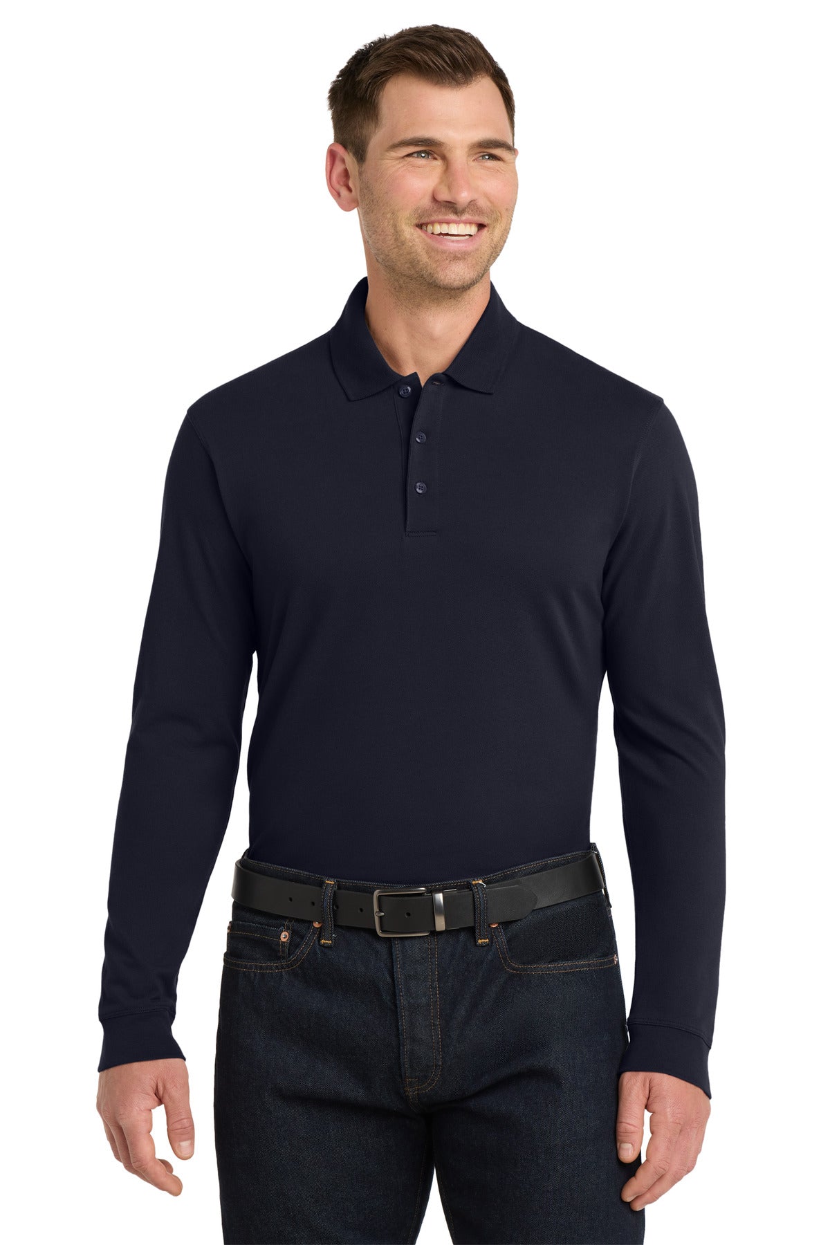 Custom Embroidery or DTF Print - Port Authority ® EZCotton ® Long Sleeve Polo. K8000LS