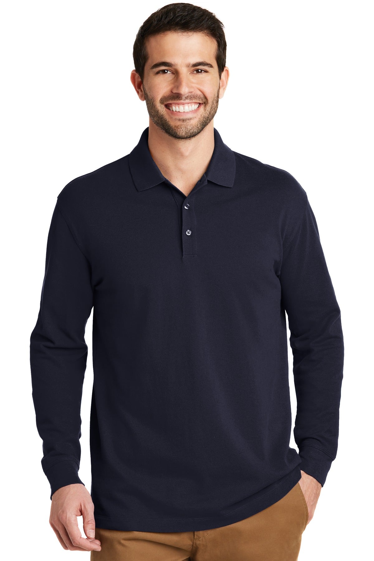 Custom Embroidered - Port Authority© EZCotton© Long Sleeve Polo. K8000LS