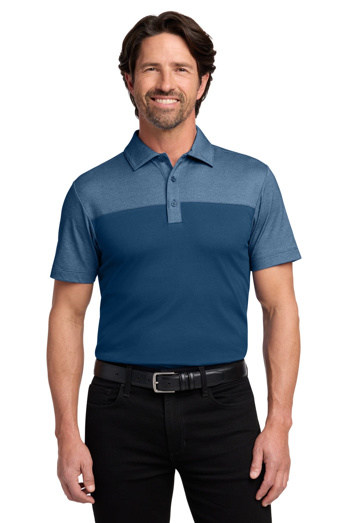 Custom Embroidery or DTF Print - Port Authority ® Fine Pique Blend Blocked Polo K831