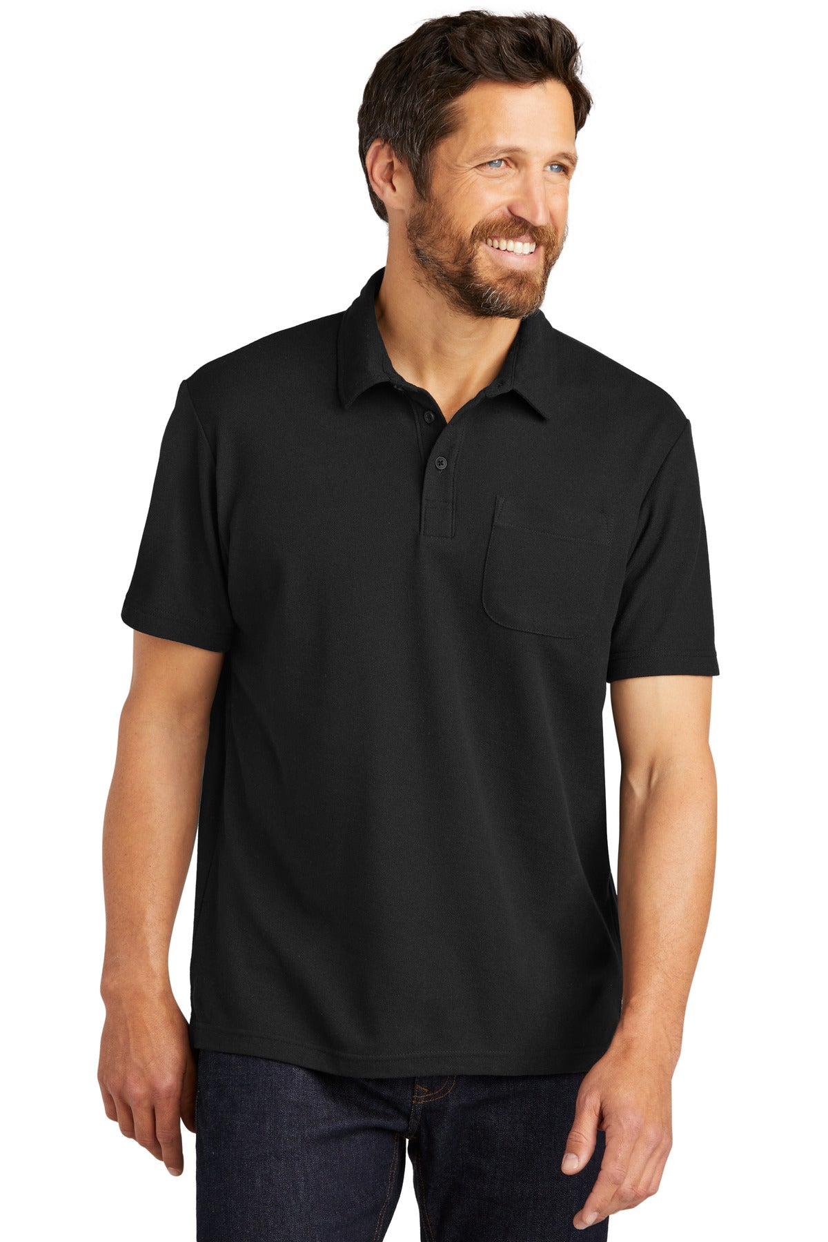Custom Embroidered - Port Authority© C-FREE© Cotton Blend Pique Pocket Polo K868