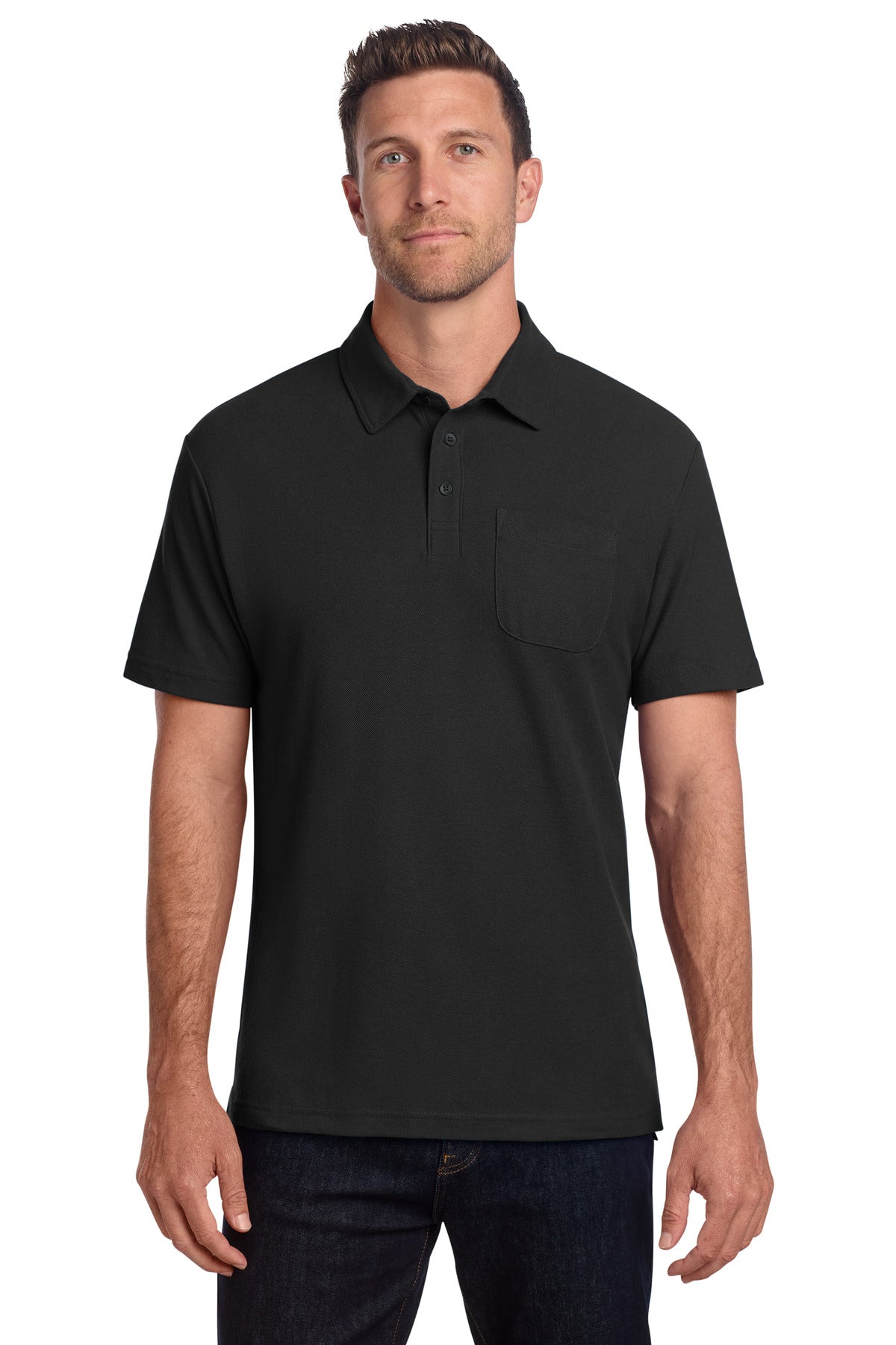 Custom Embroidery or DTF Print - Port Authority ® C-FREE ® Cotton Blend Pique Pocket Polo K868