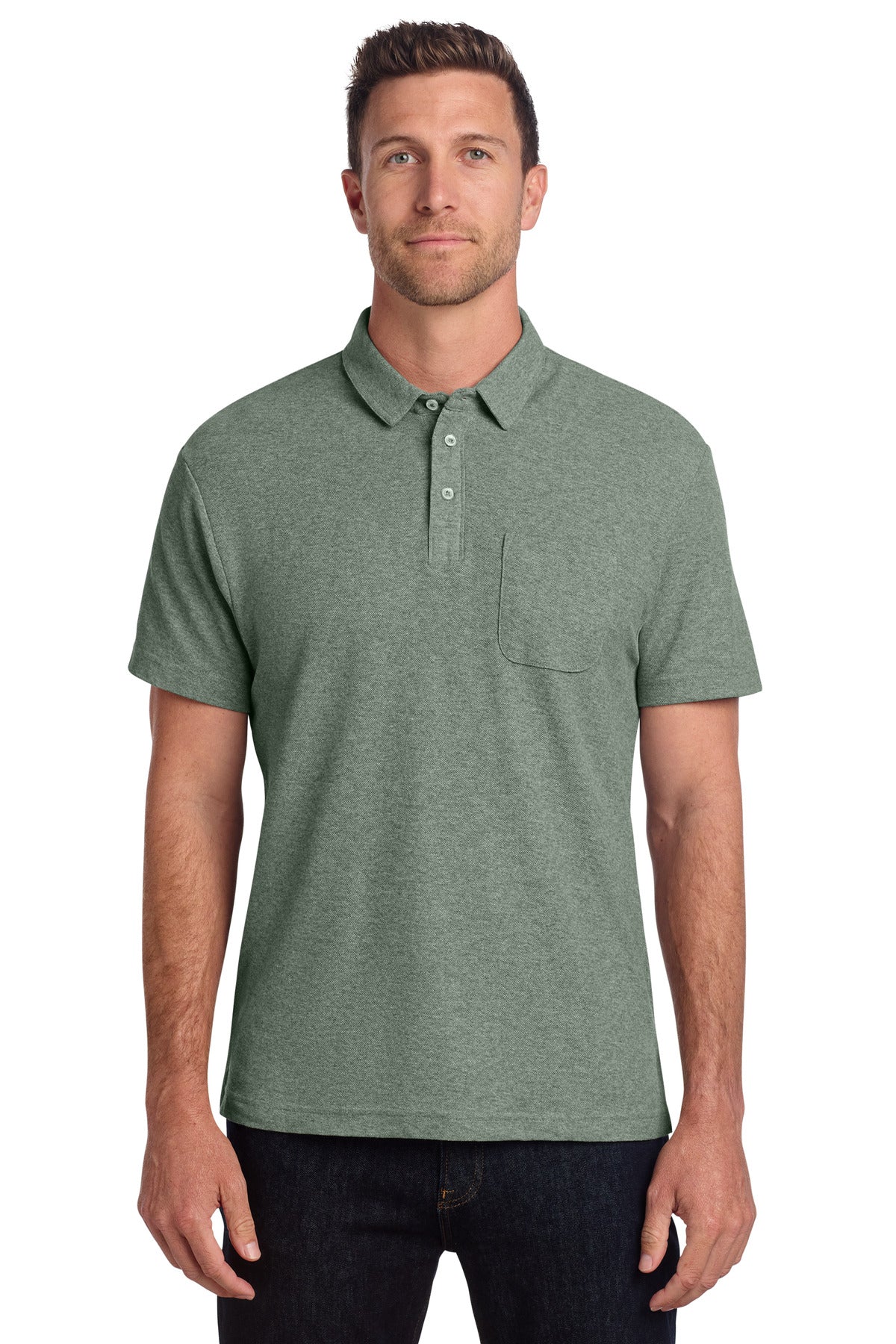 Custom Embroidery or DTF Print - Port Authority ® C-FREE ® Cotton Blend Pique Pocket Polo K868