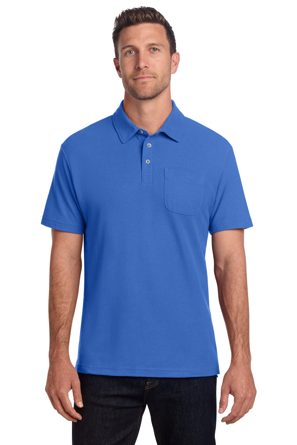 Custom Embroidery or DTF Print - Port Authority ® C-FREE ® Cotton Blend Pique Pocket Polo K868