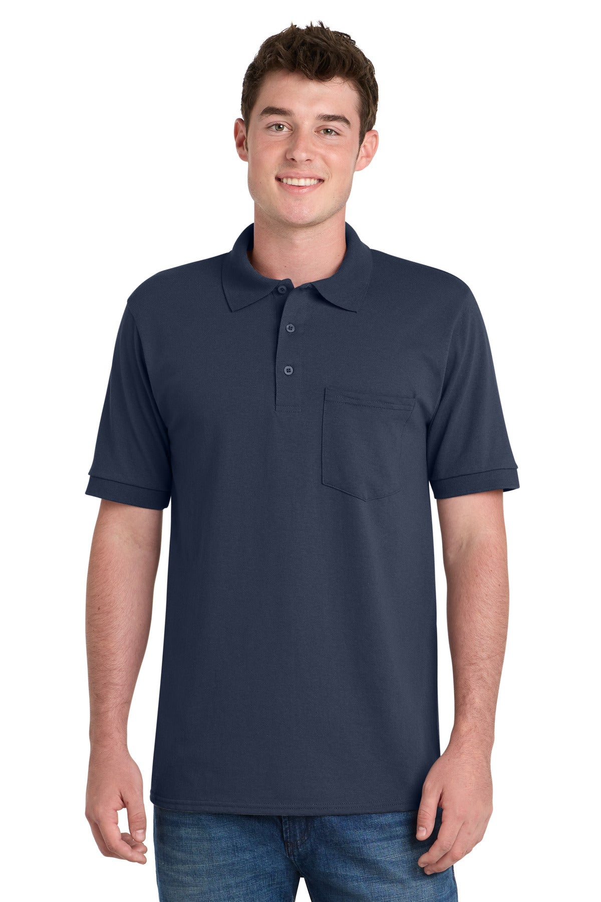 Custom Embroidery or DTF Print - Port & Co™ Core Blend Jersey Knit Pocket Polo. KP55P