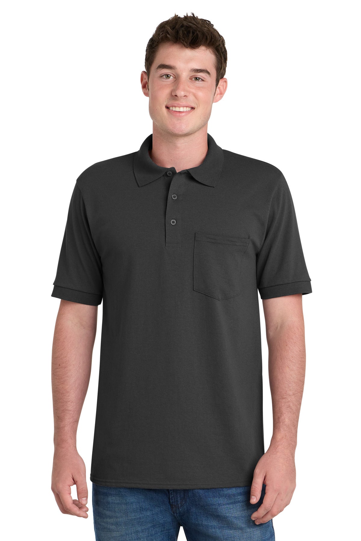 Custom Embroidery or DTF Print - Port & Co™ Core Blend Jersey Knit Pocket Polo. KP55P