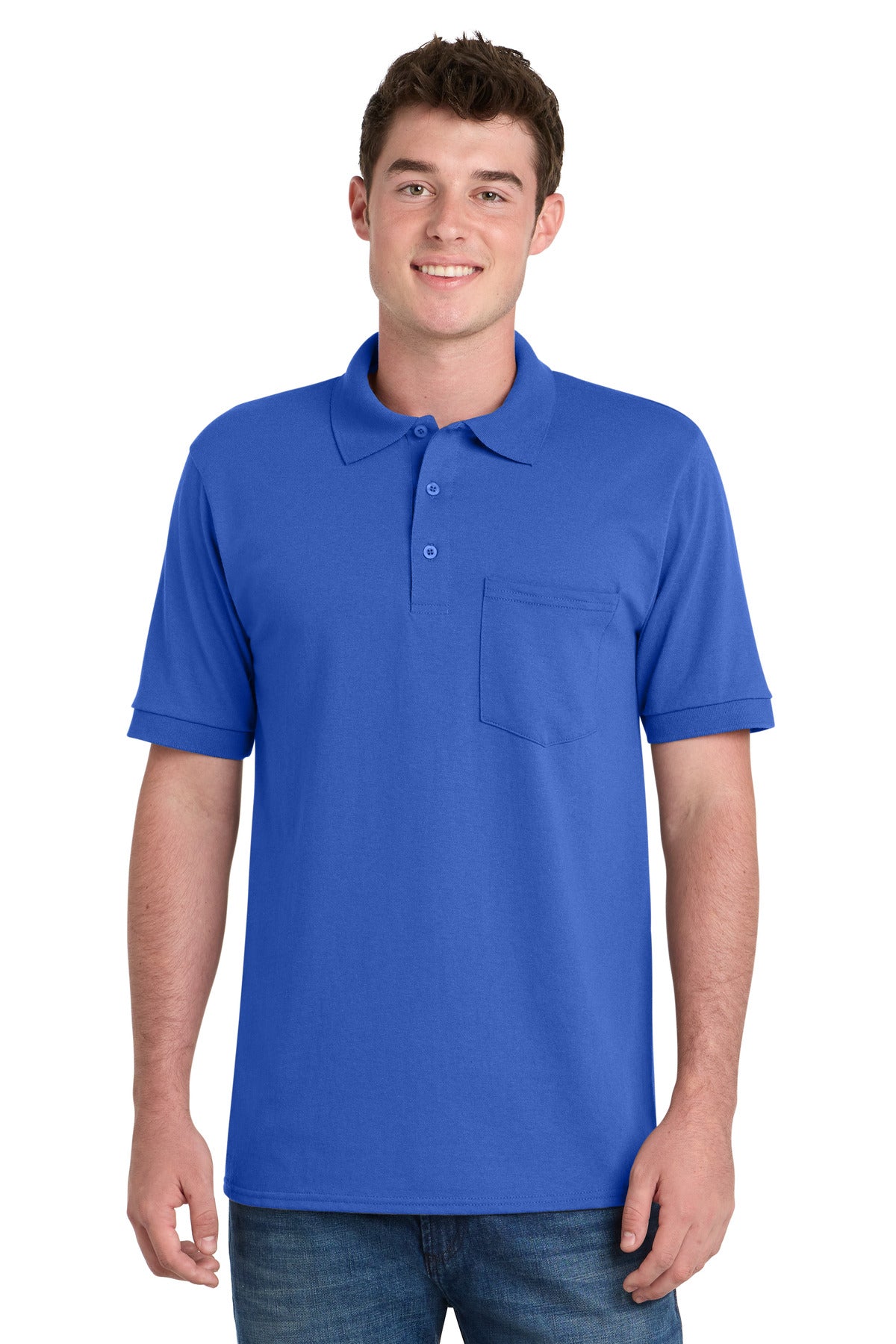Custom Embroidery or DTF Print - Port & Co™ Core Blend Jersey Knit Pocket Polo. KP55P
