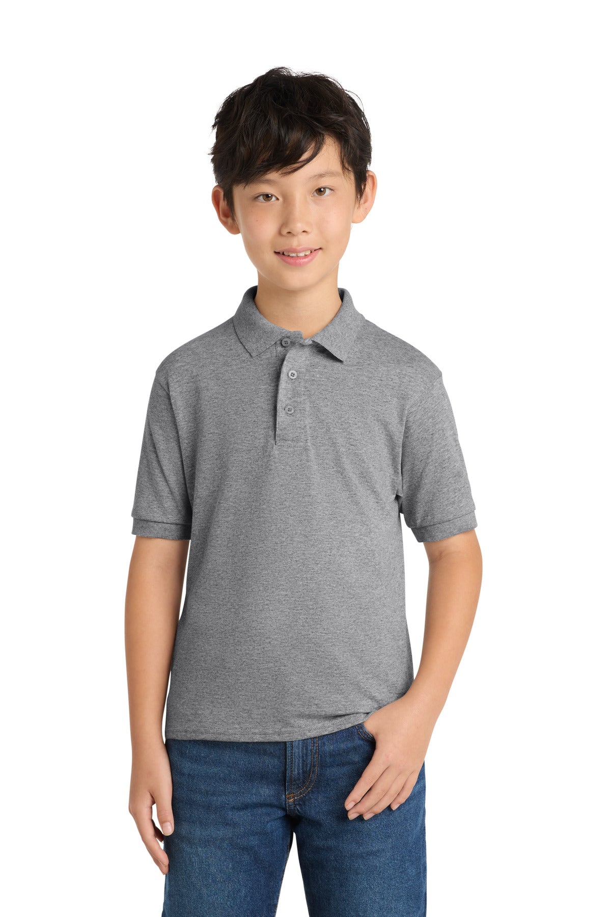 Custom Embroidery or DTF Print - Port & Co ® Youth Core Blend Jersey Knit Polo. KP55Y