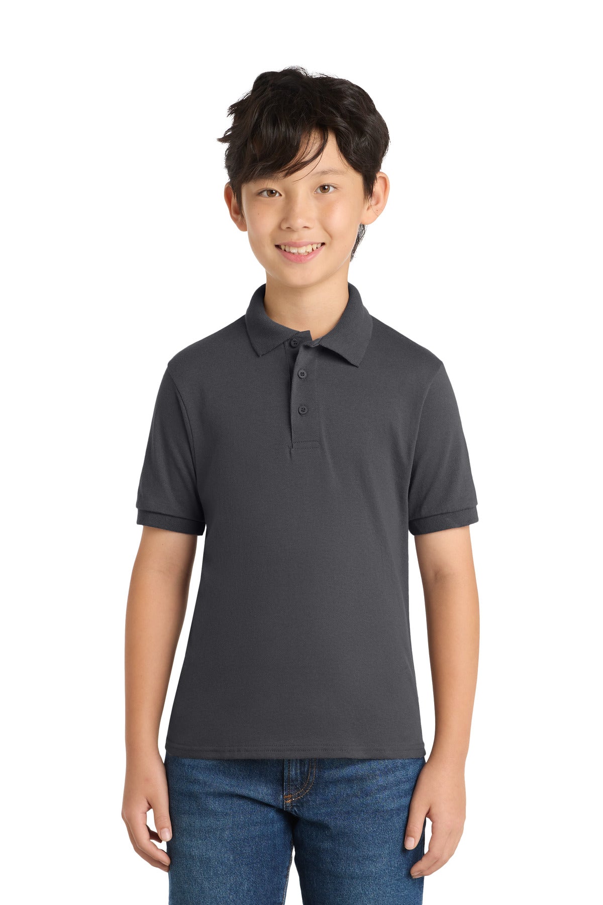 Custom Embroidery or DTF Print - Port & Co ® Youth Core Blend Jersey Knit Polo. KP55Y