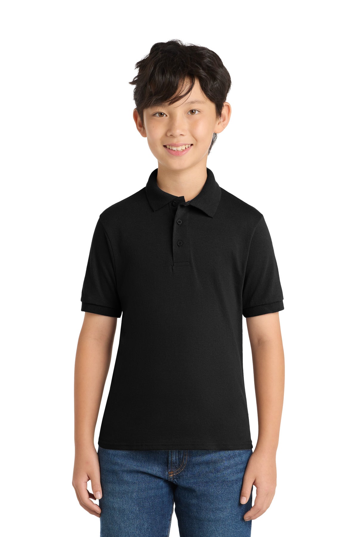 Custom Embroidery or DTF Print - Port & Co ® Youth Core Blend Jersey Knit Polo. KP55Y