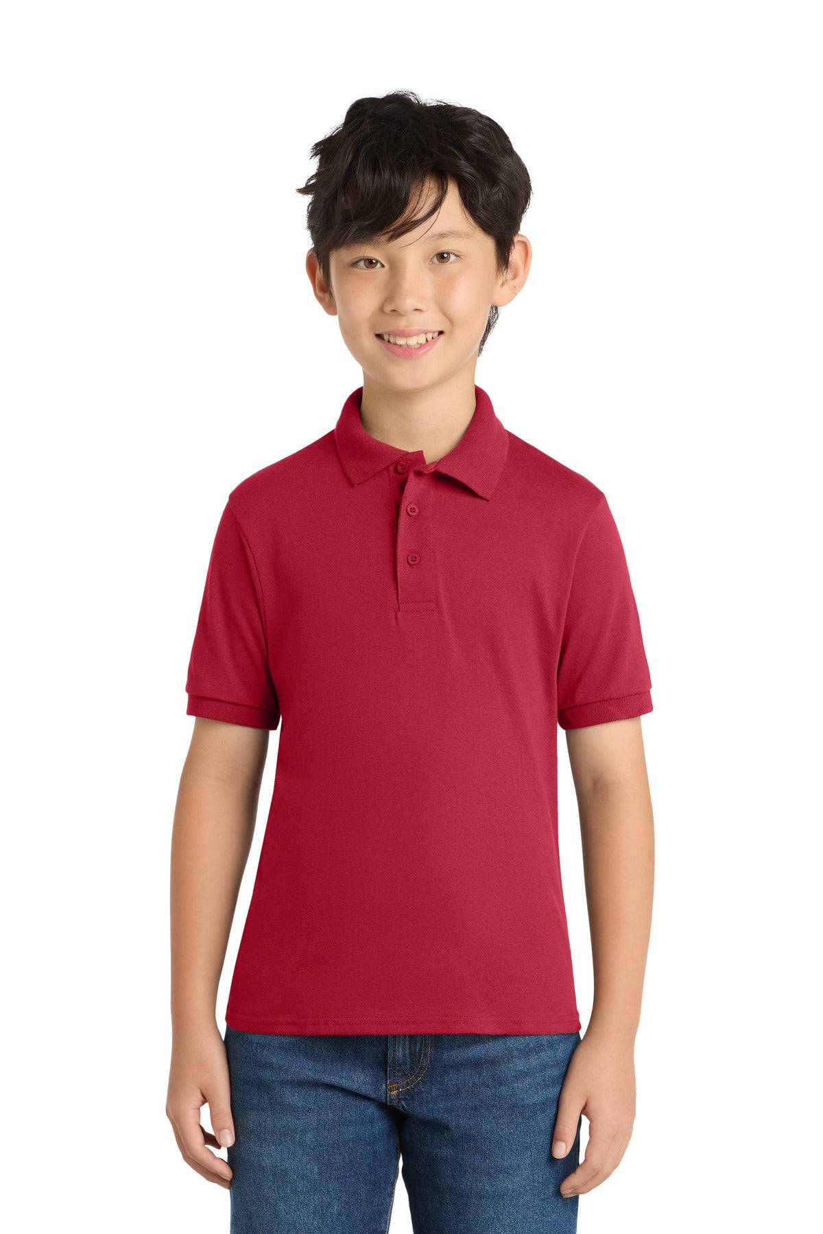 Custom Embroidery or DTF Print - Port & Co ® Youth Core Blend Jersey Knit Polo. KP55Y
