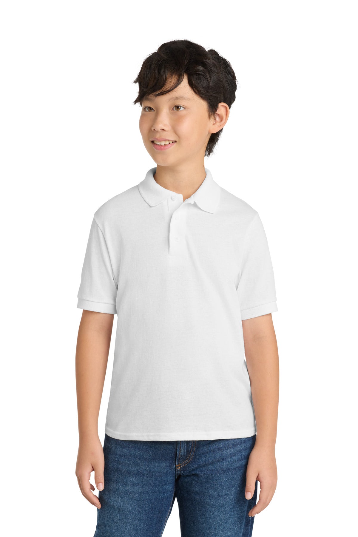 Custom Embroidery or DTF Print - Port & Co ® Youth Core Blend Jersey Knit Polo. KP55Y