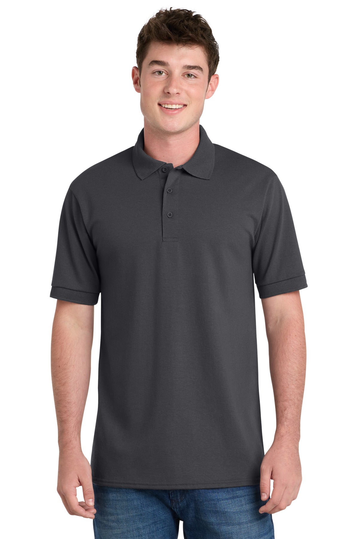 Custom Embroidery or DTF Print - Port & Co™ Tall Core Blend Jersey Knit Polo. KP55T