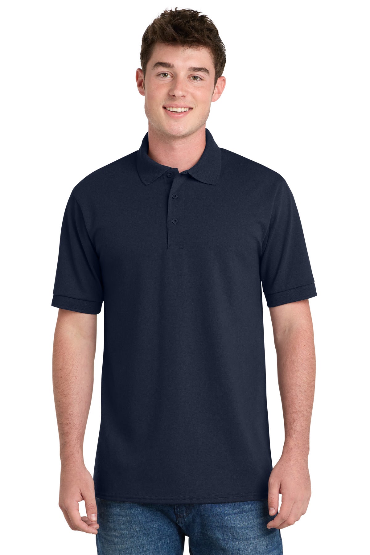 Custom Embroidery or DTF Print - Port & Co™ Tall Core Blend Jersey Knit Polo. KP55T