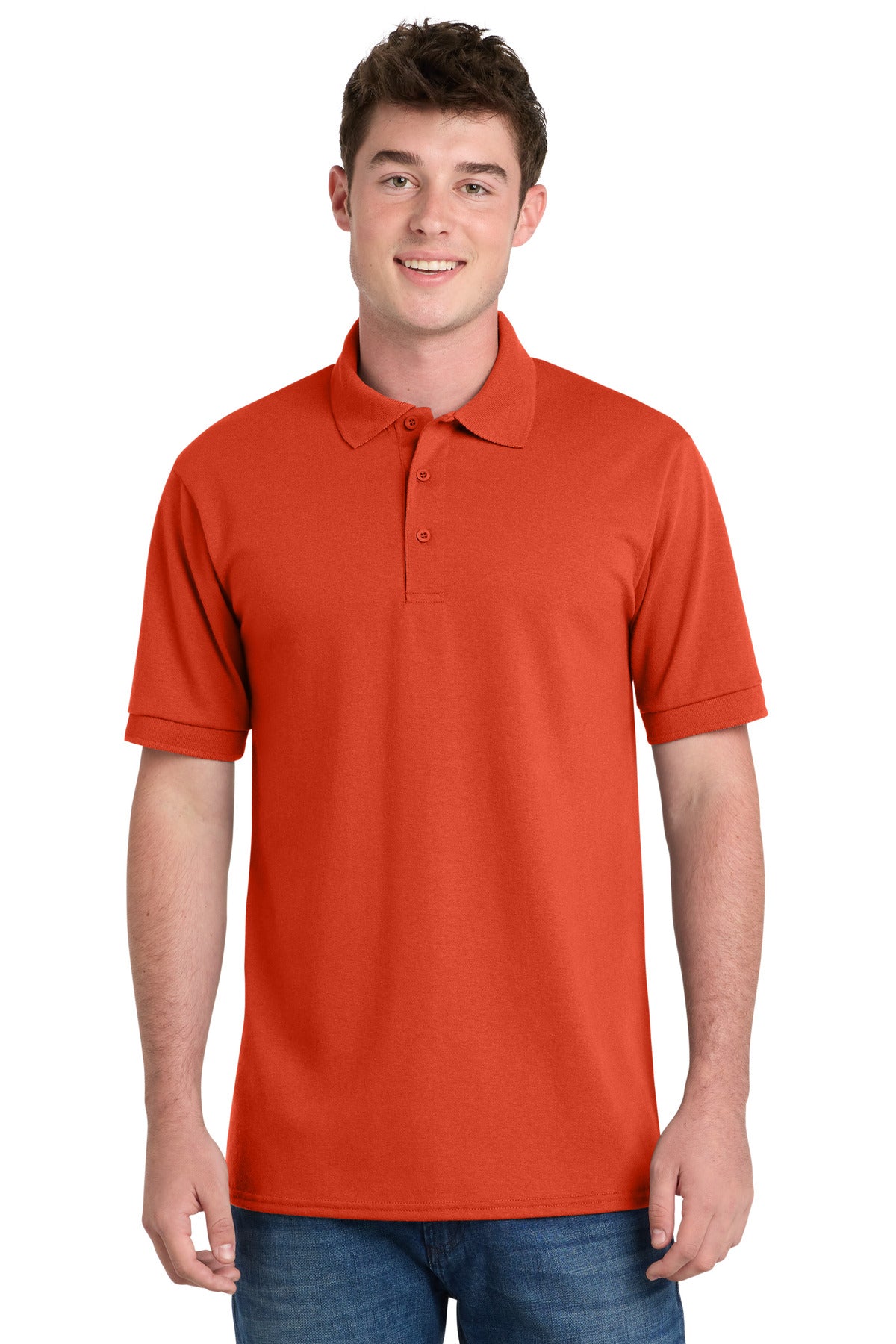 Custom Embroidery or DTF Print - Port & Co™ Tall Core Blend Jersey Knit Polo. KP55T