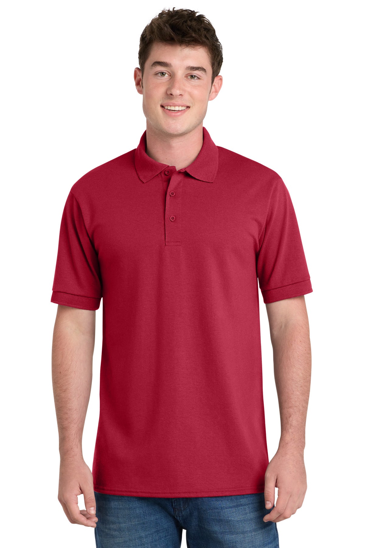 Custom Embroidery or DTF Print - Port & Co™ Tall Core Blend Jersey Knit Polo. KP55T