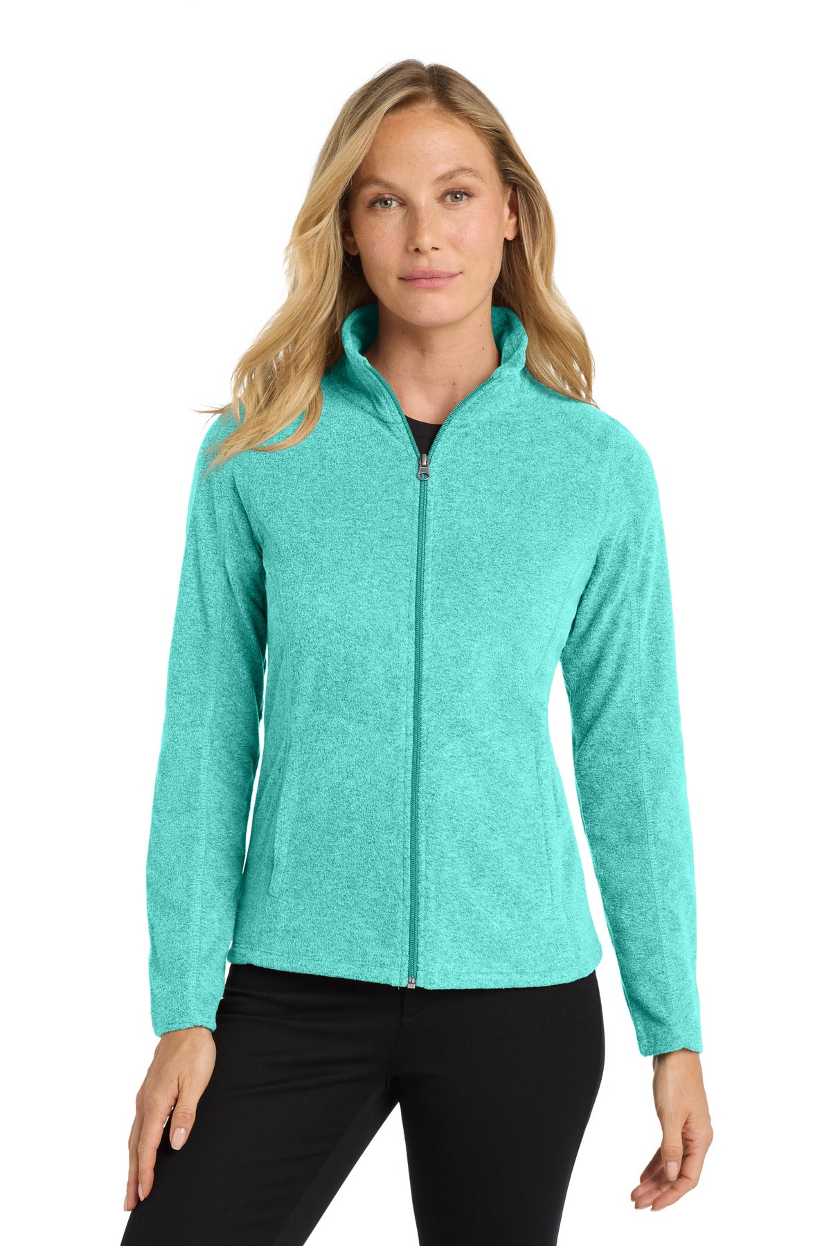 Custom Embroidery or DTF Print - Port Authority ® Women's Heather Microfleece Full-Zip Jacket. L235