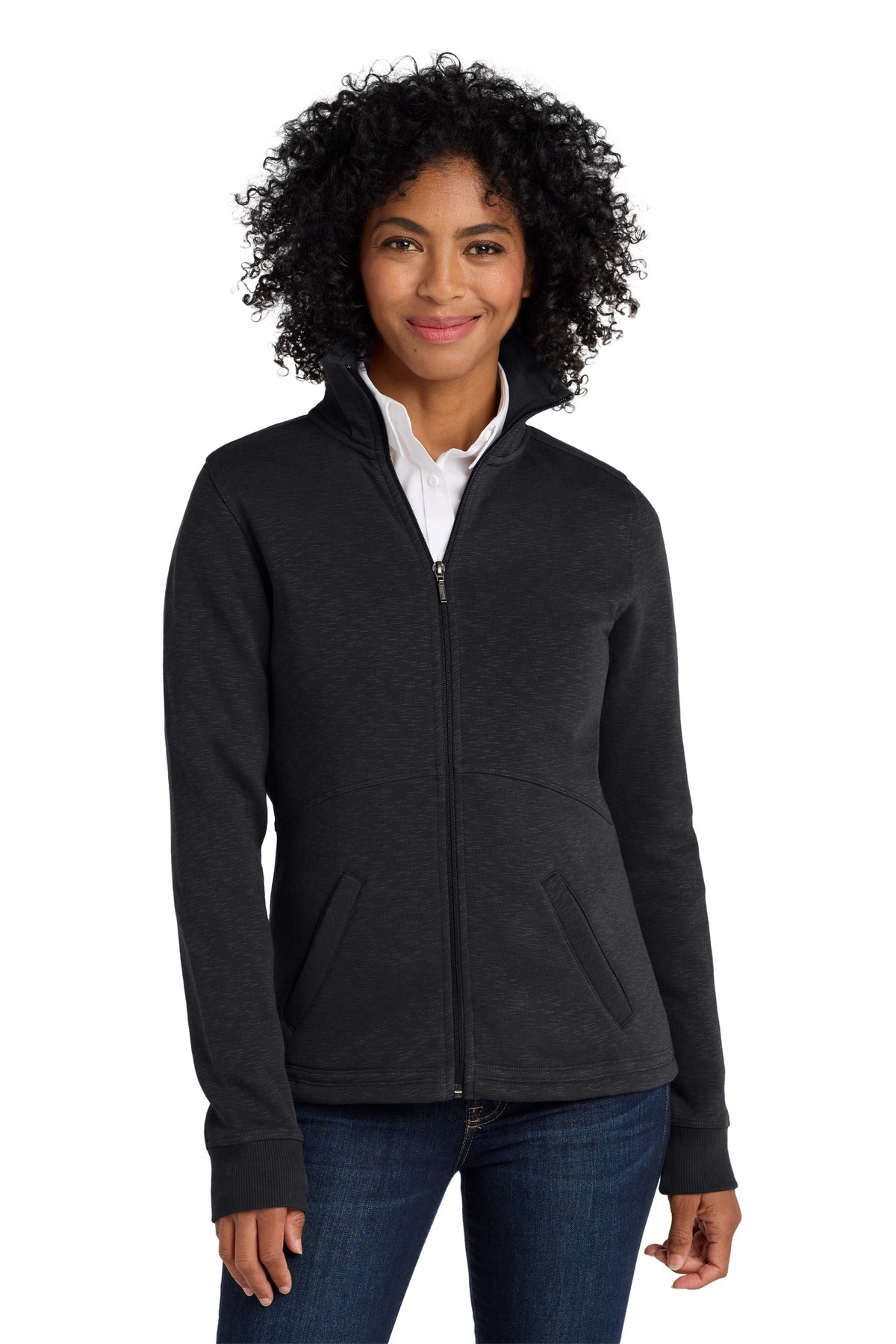 Custom Embroidery or DTF Print - Port Authority ® Women's Slub Fleece Full-Zip Jacket. L293