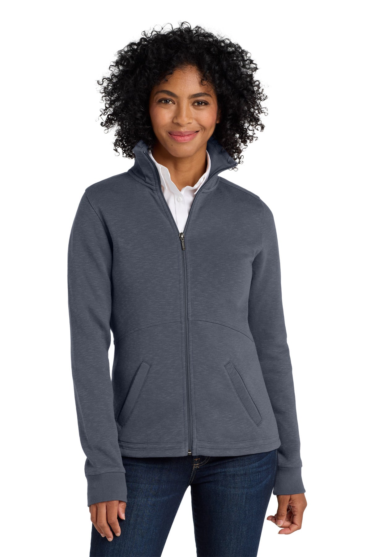 Custom Embroidery or DTF Print - Port Authority ® Women's Slub Fleece Full-Zip Jacket. L293