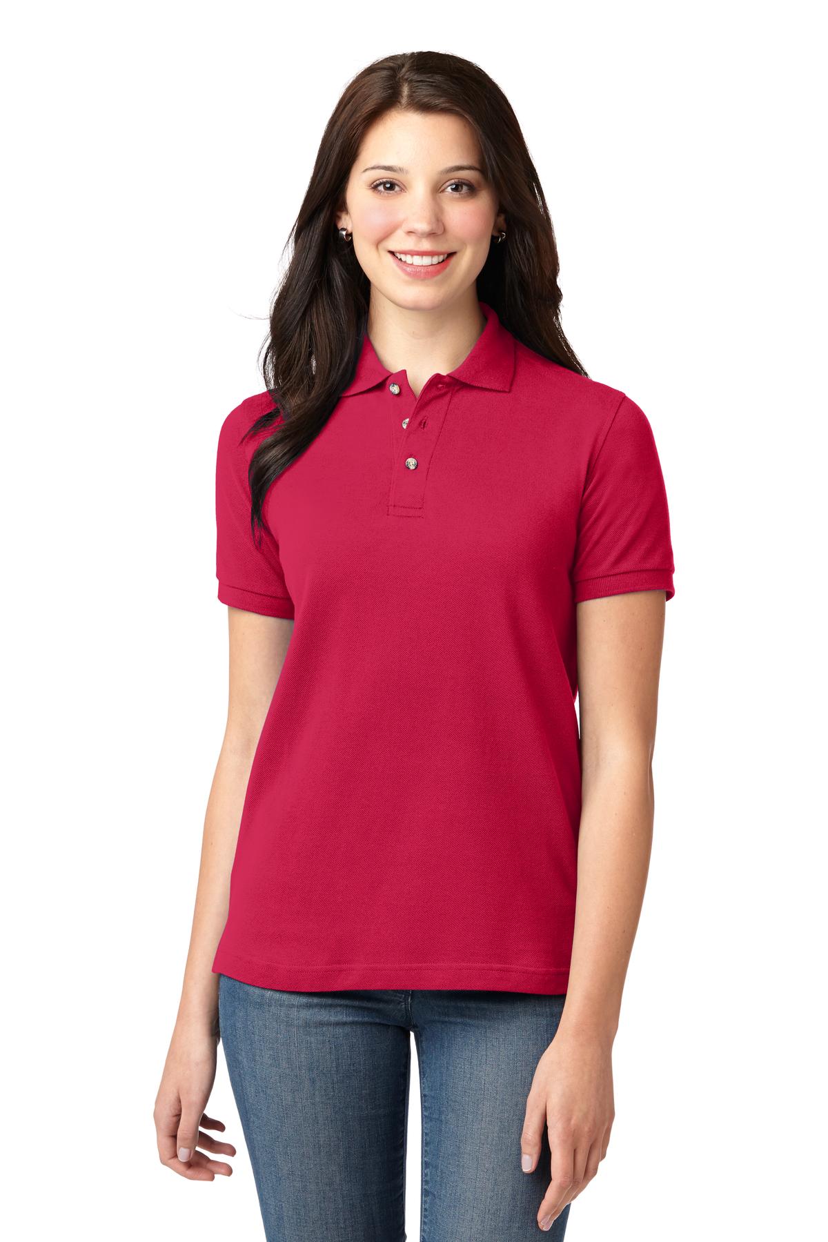 Custom Embroidery or DTF Print - Port Authority ® Women's Heavyweight Cotton Pique Polo. L420