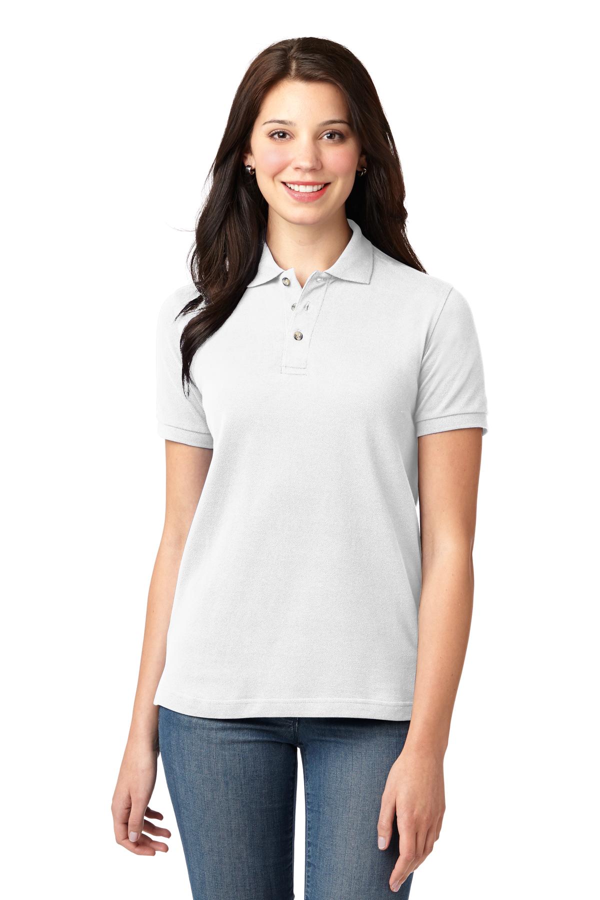 Custom Embroidery or DTF Print - Port Authority ® Women's Heavyweight Cotton Pique Polo. L420
