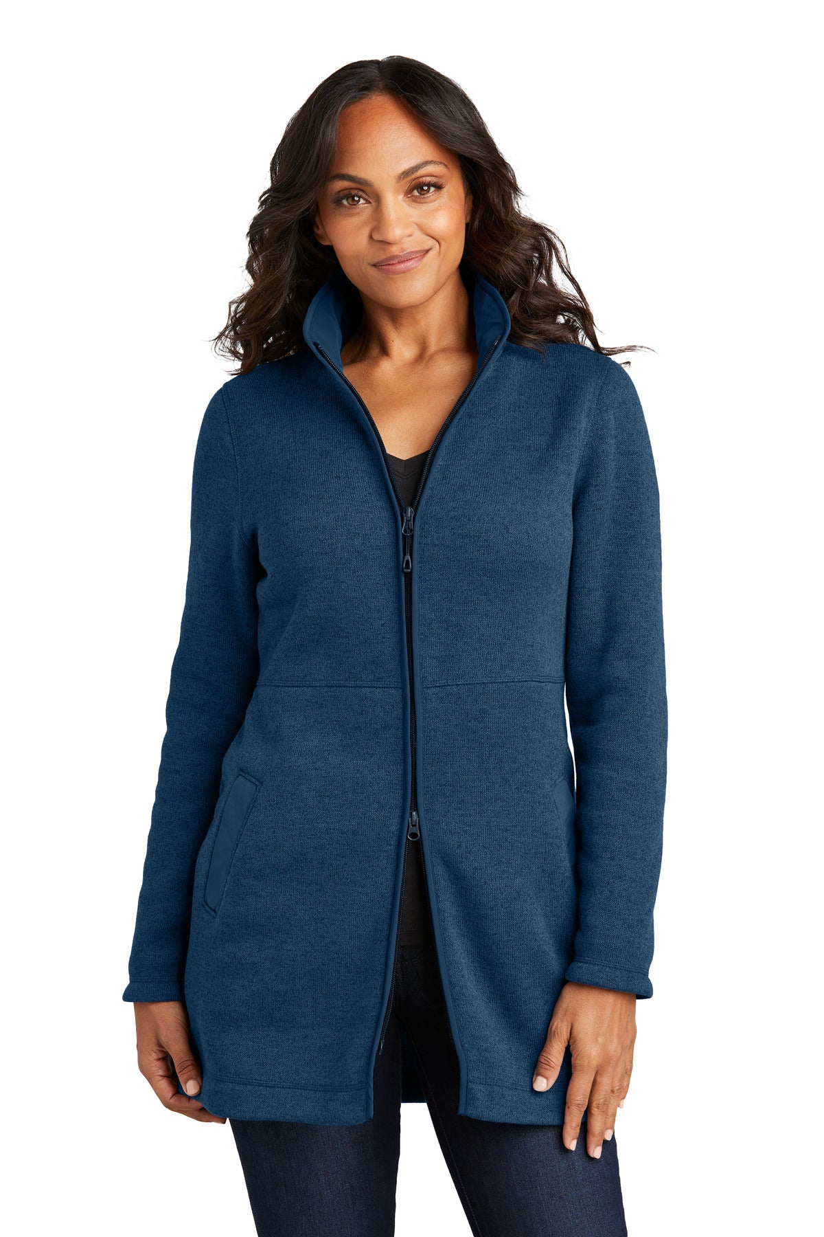 Custom Embroidery or DTF Print - Port Authority ® Women's Arc Sweater Fleece Long Jacket L425