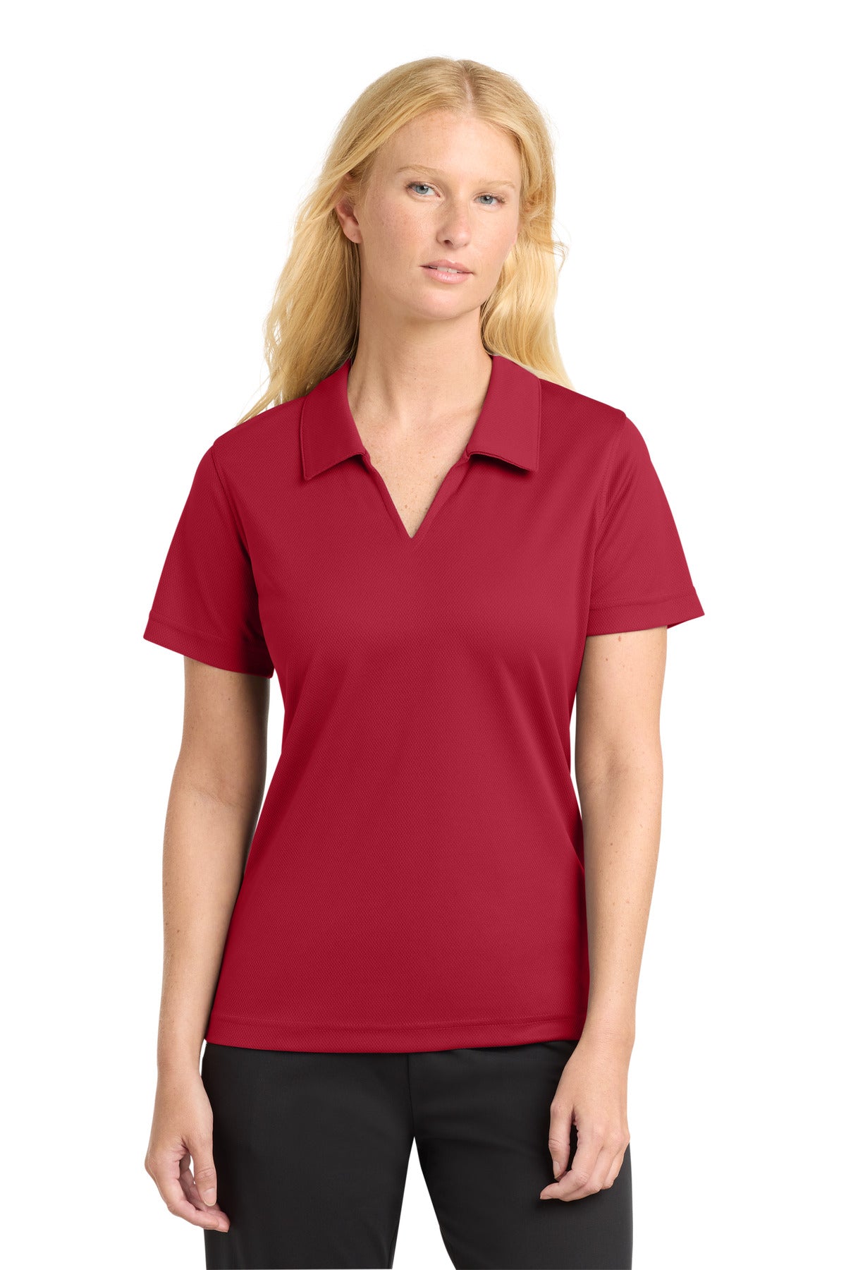 Custom Embroidery or DTF Print - Sport-Tek ® Women's Dri-Mesh ® V-Neck Polo. L469