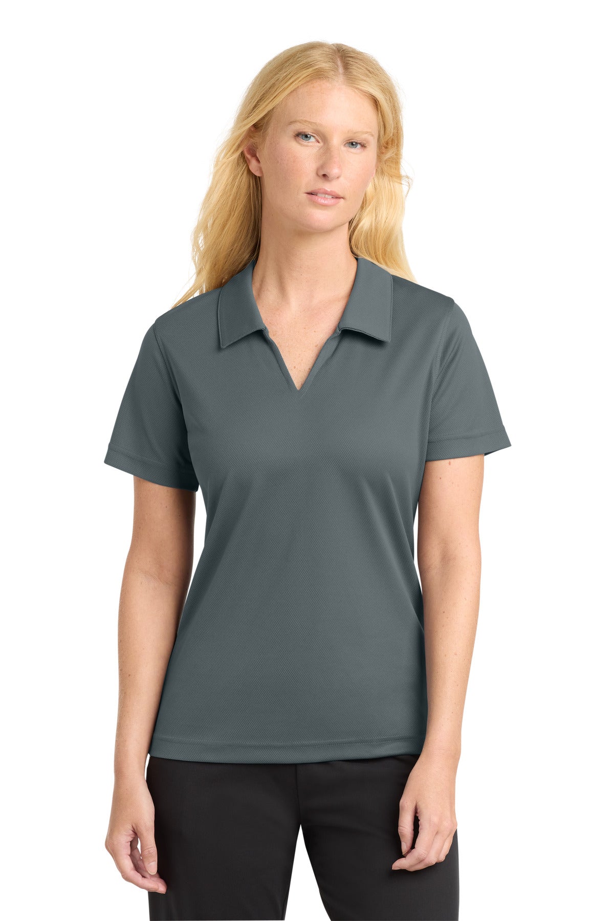 Custom Embroidery or DTF Print - Sport-Tek ® Women's Dri-Mesh ® V-Neck Polo. L469