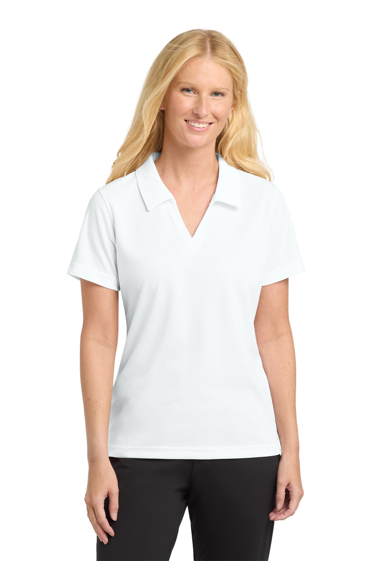 Custom Embroidery or DTF Print - Sport-Tek ® Women's Dri-Mesh ® V-Neck Polo. L469