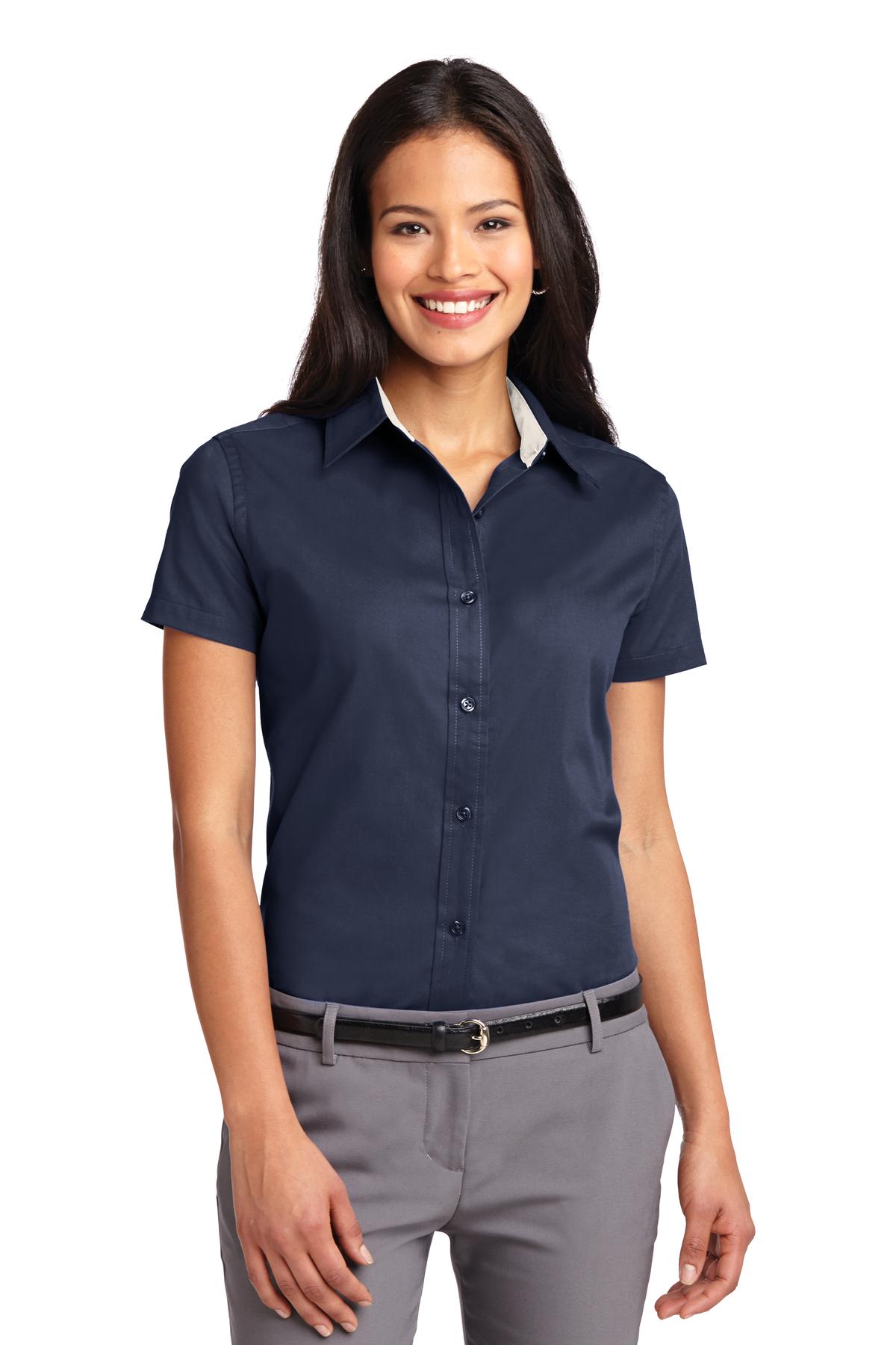 Custom Embroidery or DTF Print - Port Authority ® Women's Short Sleeve Easy Care Shirt. L508