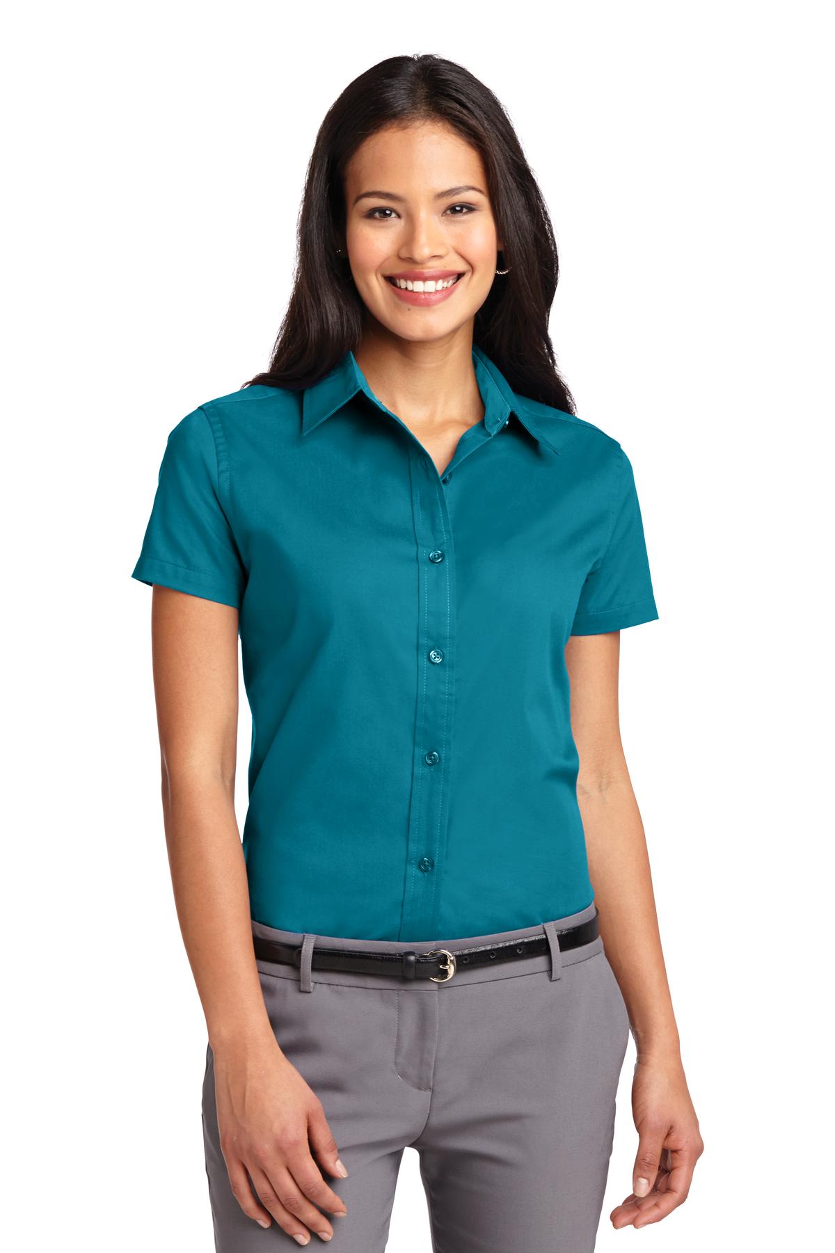 Custom Embroidery or DTF Print - Port Authority ® Women's Short Sleeve Easy Care Shirt. L508
