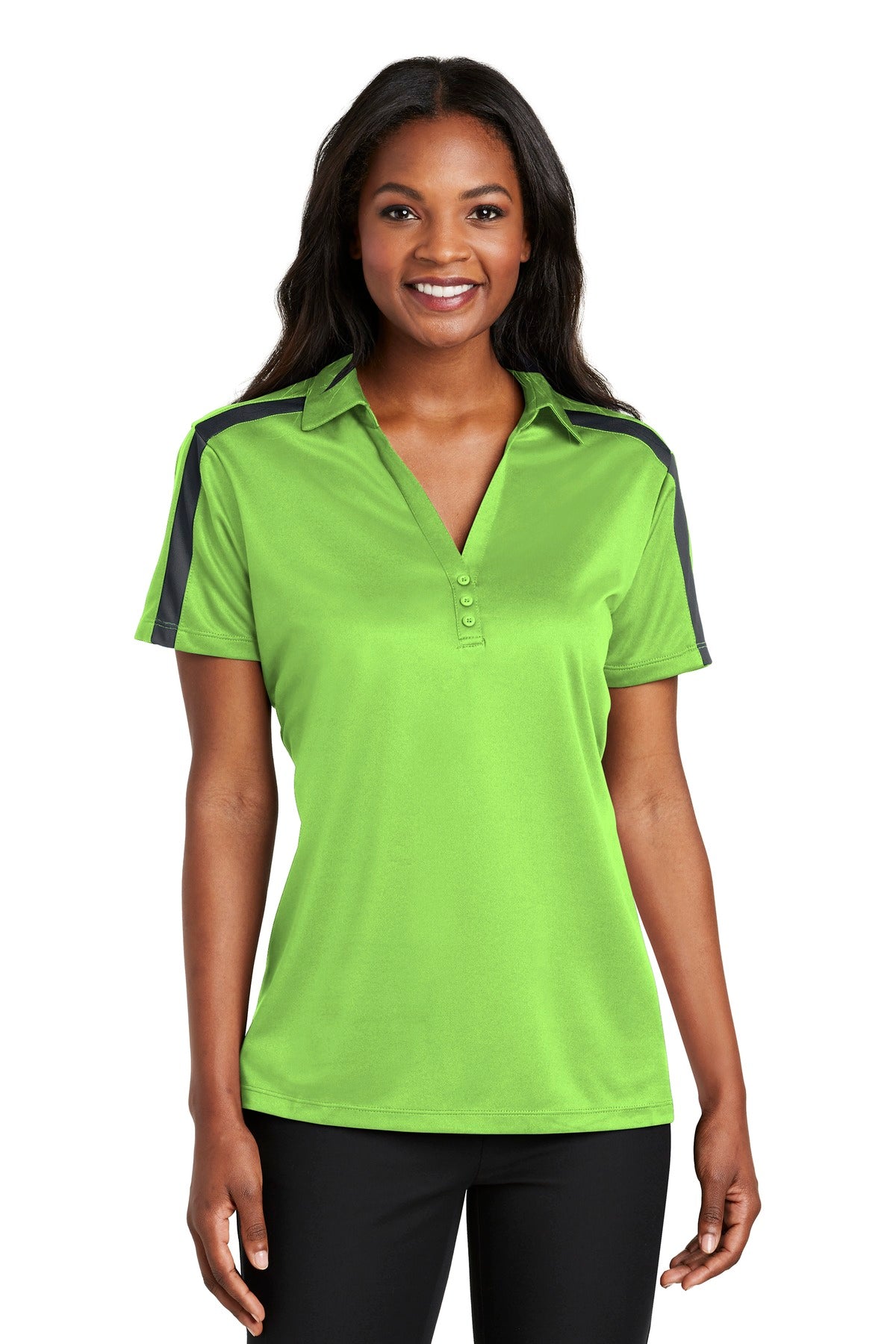 Custom Embroidered - Port Authority© Women's Silk Touch© Performance Colorblock Stripe Polo. L547