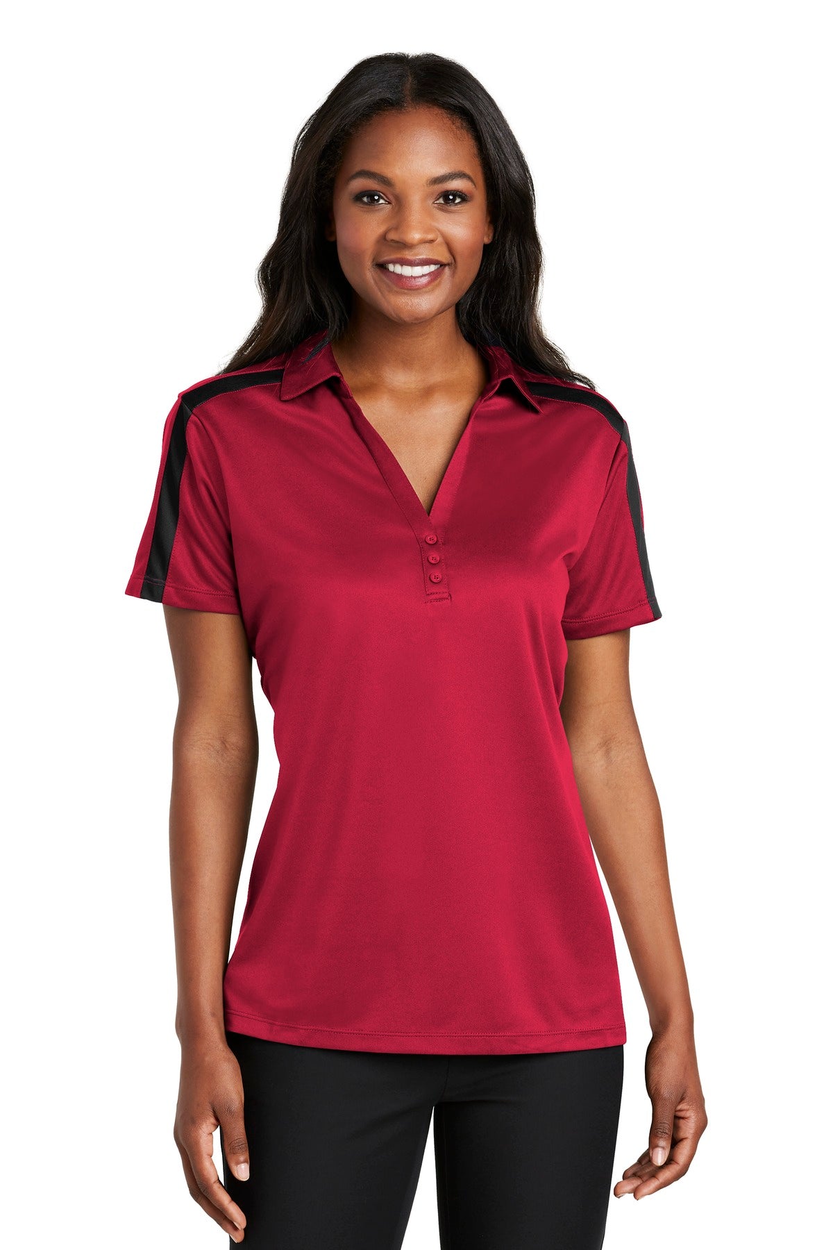 Custom Embroidered - Port Authority© Women's Silk Touch© Performance Colorblock Stripe Polo. L547