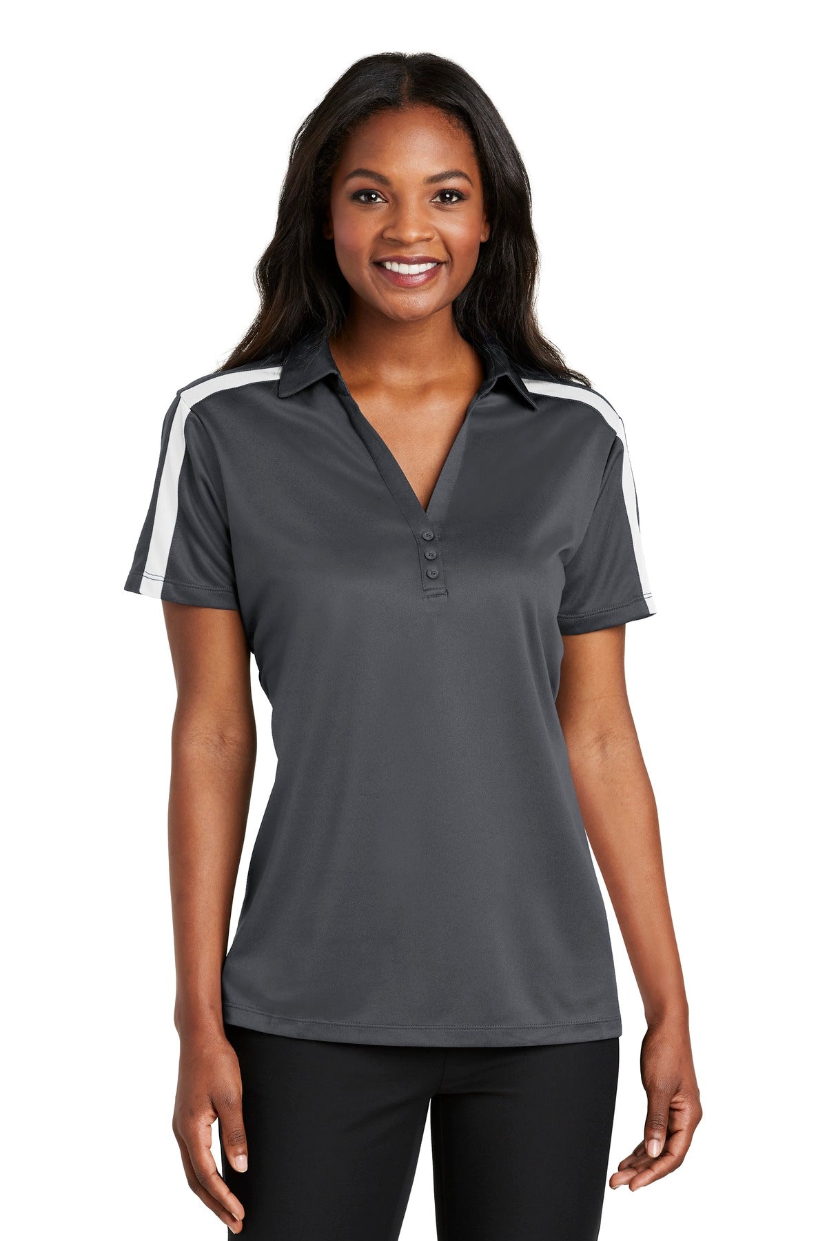 Custom Embroidered - Port Authority© Women's Silk Touch© Performance Colorblock Stripe Polo. L547